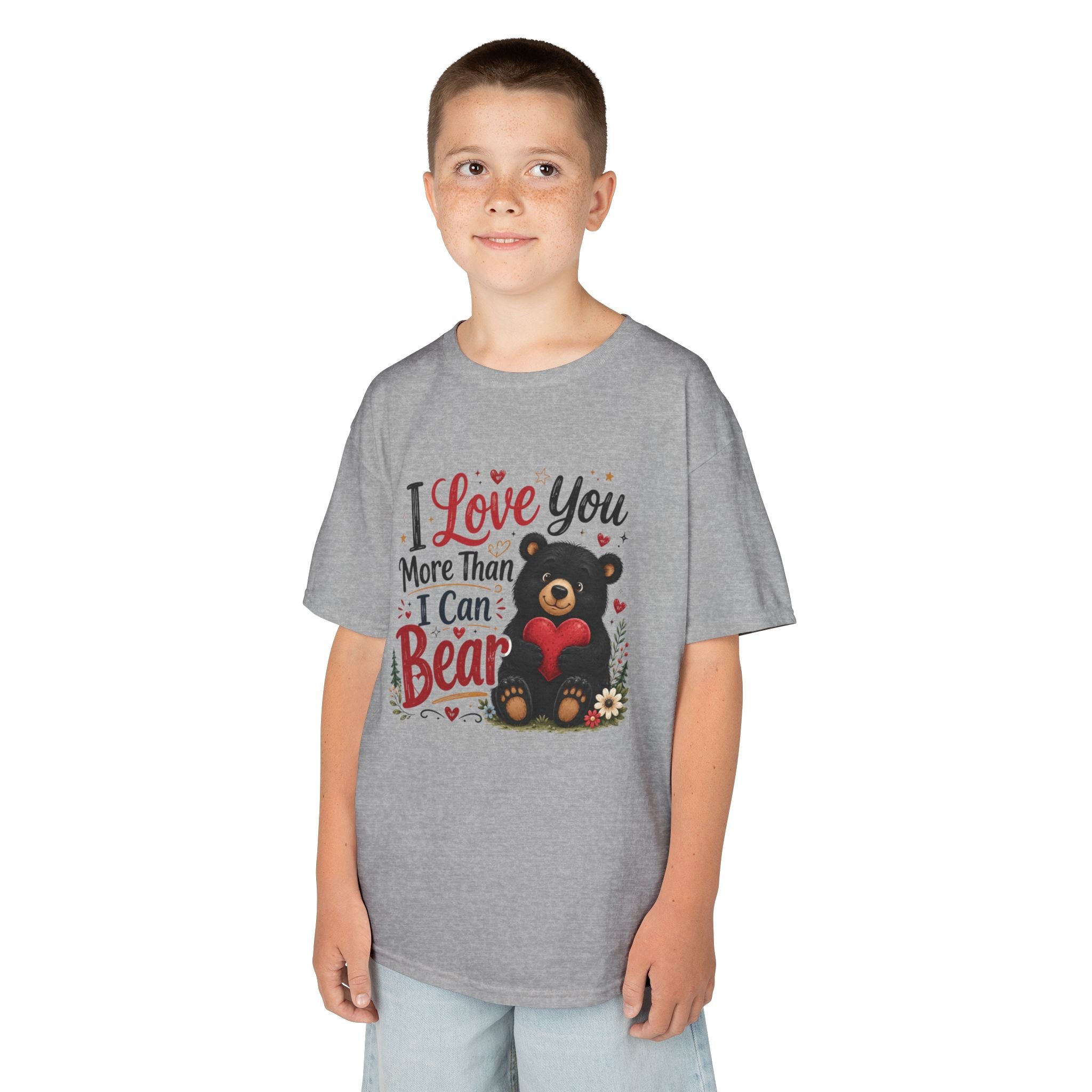 Kids T-Shirt - "I Love You More Than I Can Bear" Cute Bear Valentine Tee