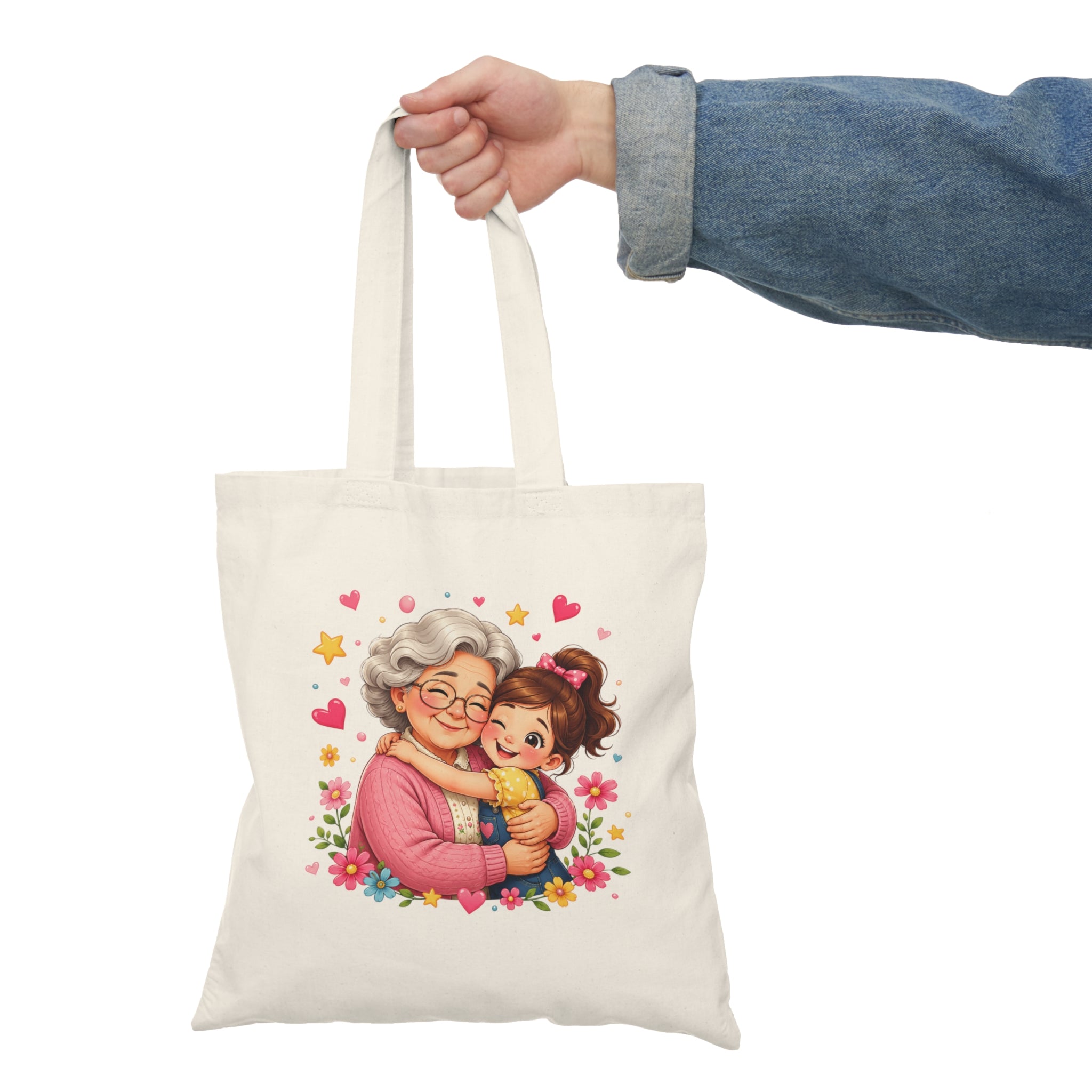 Grandma & Me Hug Tote Bag — Cute Floral Grandmother Gift
