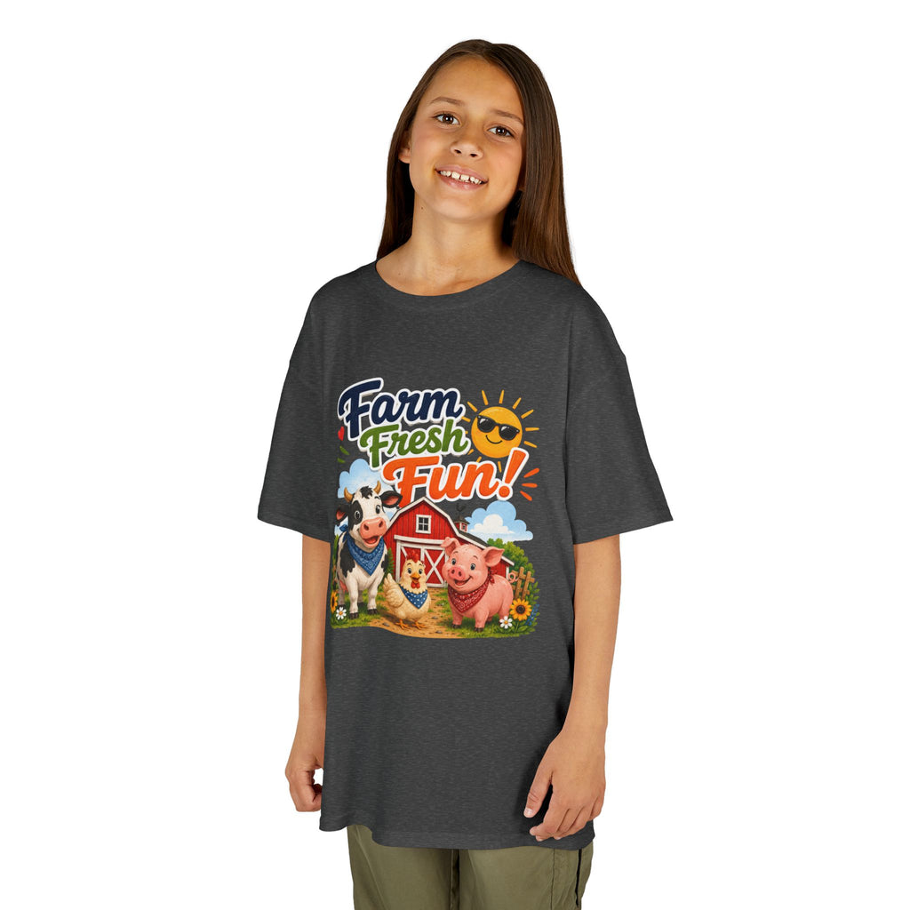 Kids Farm T-Shirt — "Farm Fresh Fun!" Cute Cow & Pig Toddler Tee