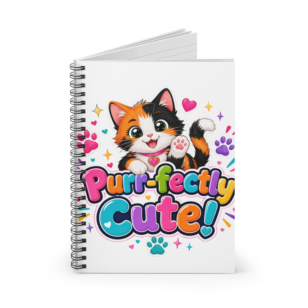 Purr-fectly Cute! Cat Spiral Notebook — Ruled Journal for Kids & Cat Lovers