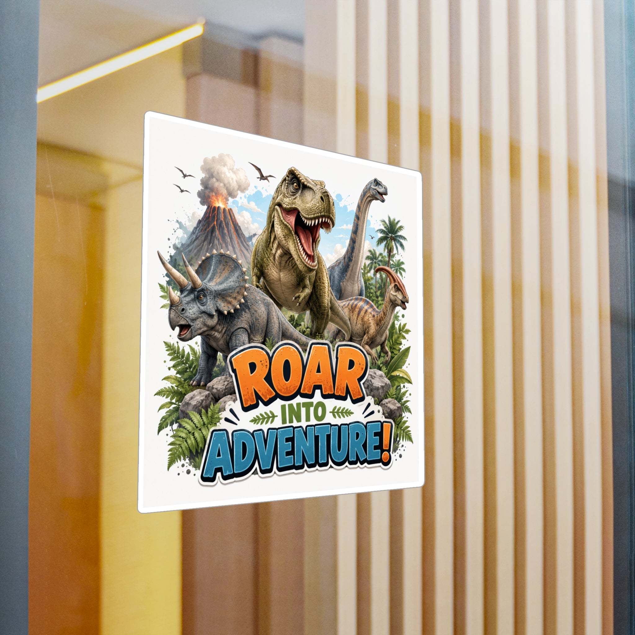 Roar Into Adventure! Dinosaur Kiss-Cut Vinyl Sticker