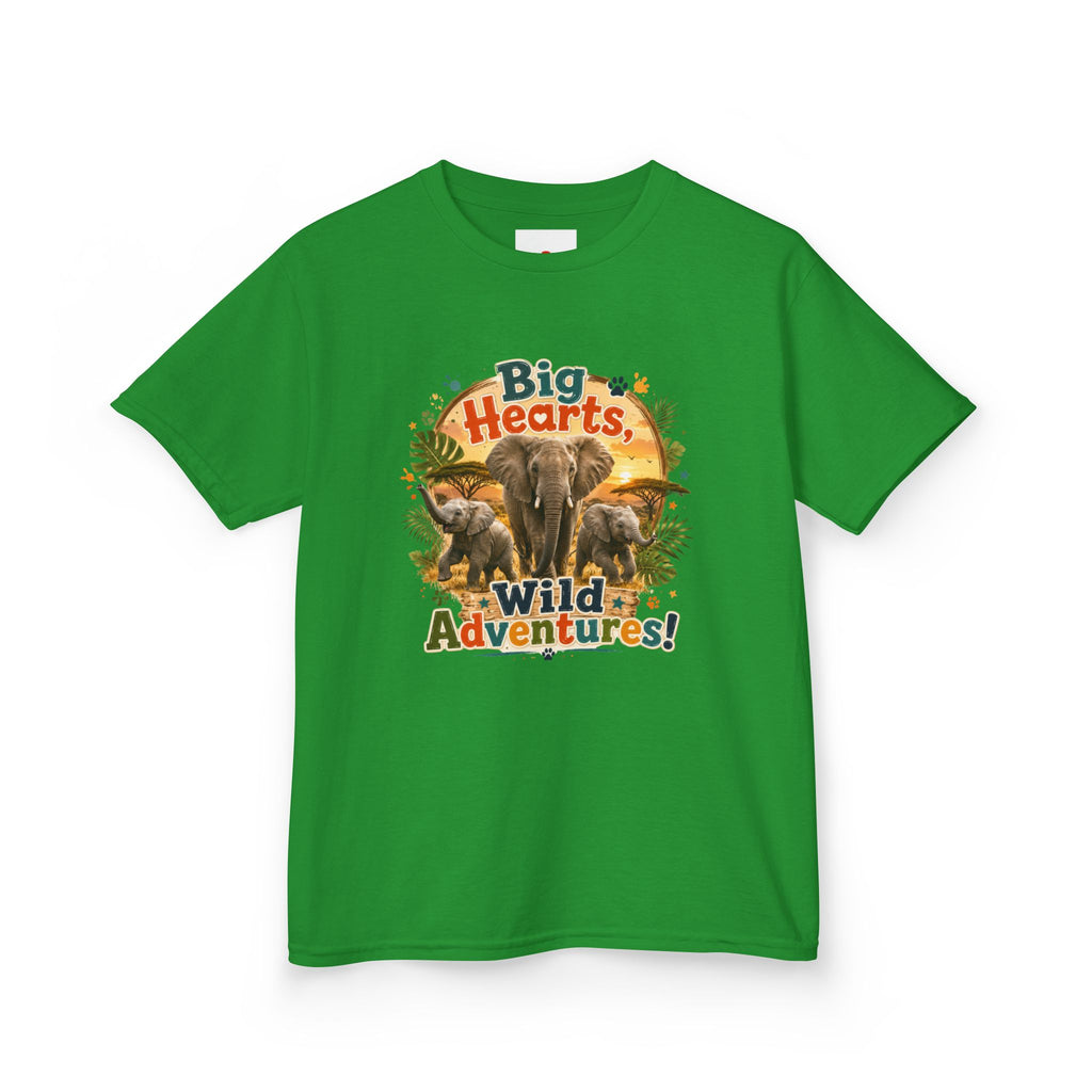 Kids T-Shirt — “Big Hearts, Wild Adventures!” Elephant Safari Shirt for Kids, Cute Animal Adventure Tee