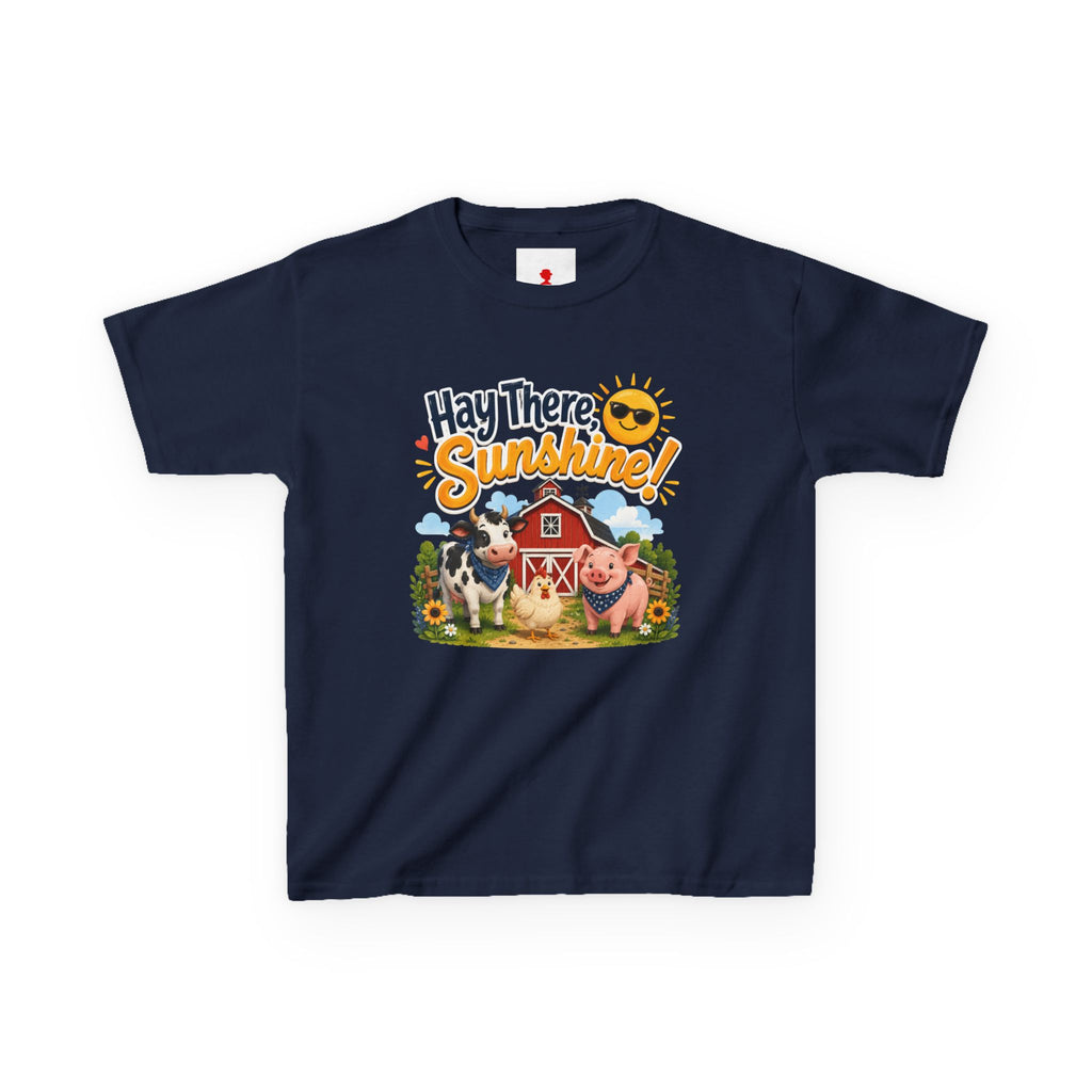 Kids Tee — "Hay There, Sunshine!" Farm Animal Graphic