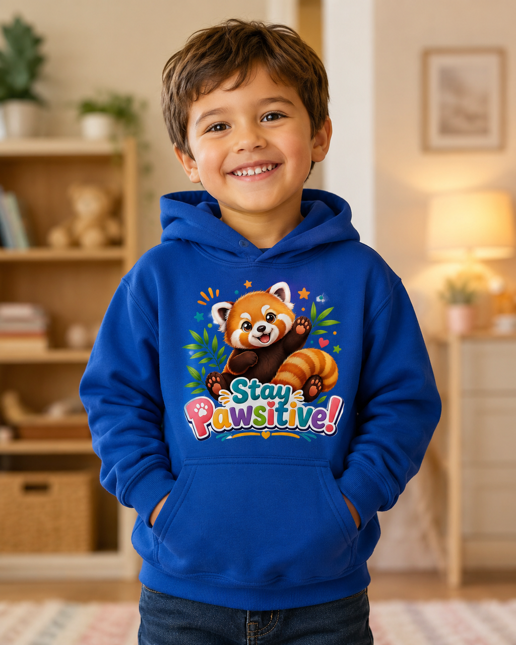 Red Panda 'Stay Pawsitive' Hoodie | Kids Animal Cute Motivational Sweatshirt
