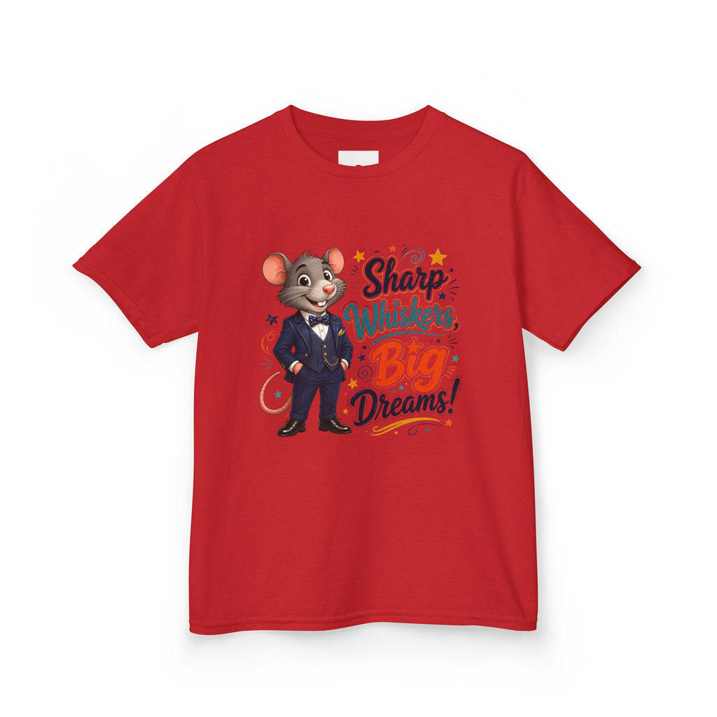 Kids Tee — "Sharp Whiskers, Big Dreams" Mouse Graphic
