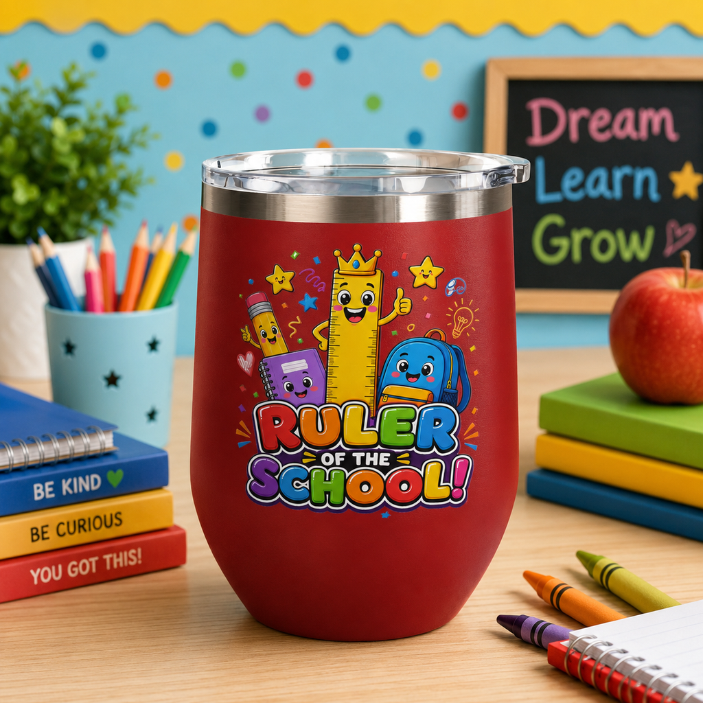 "Ruler of the School" Cute Teacher Gift, 12oz Insulated Cup