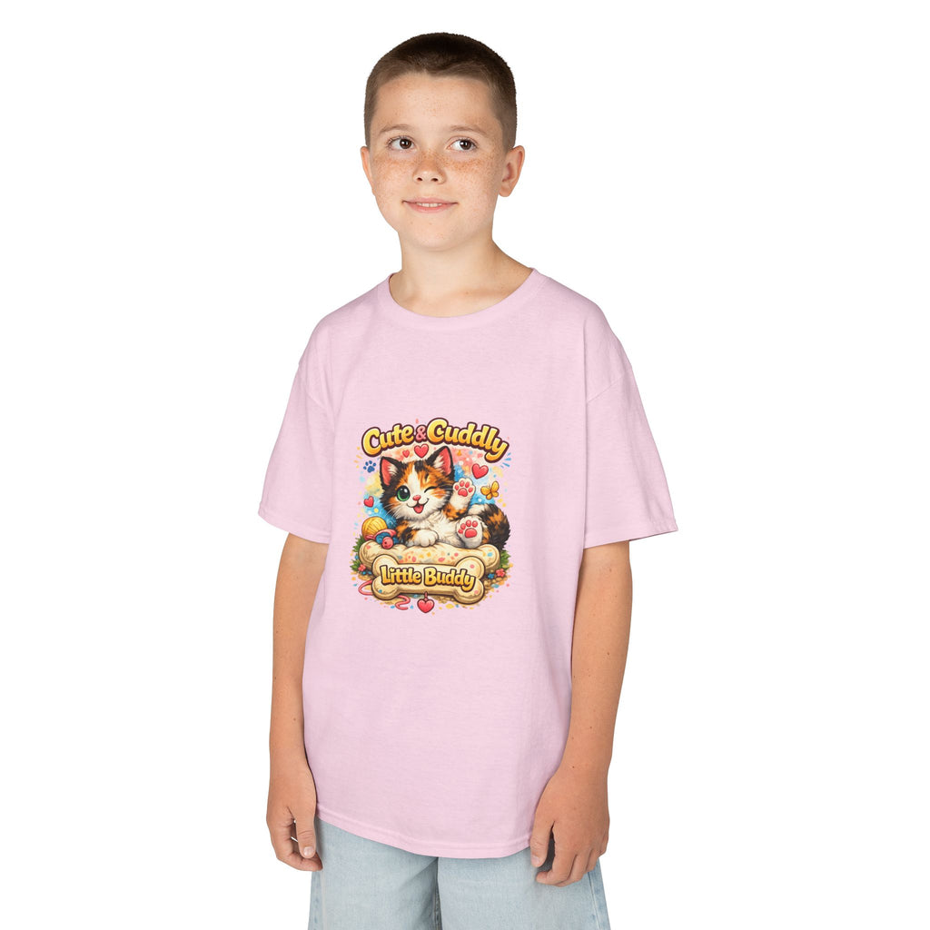 Kids T-Shirt — "Cute & Cuddly Little Buddy" Cat Graphic Tee