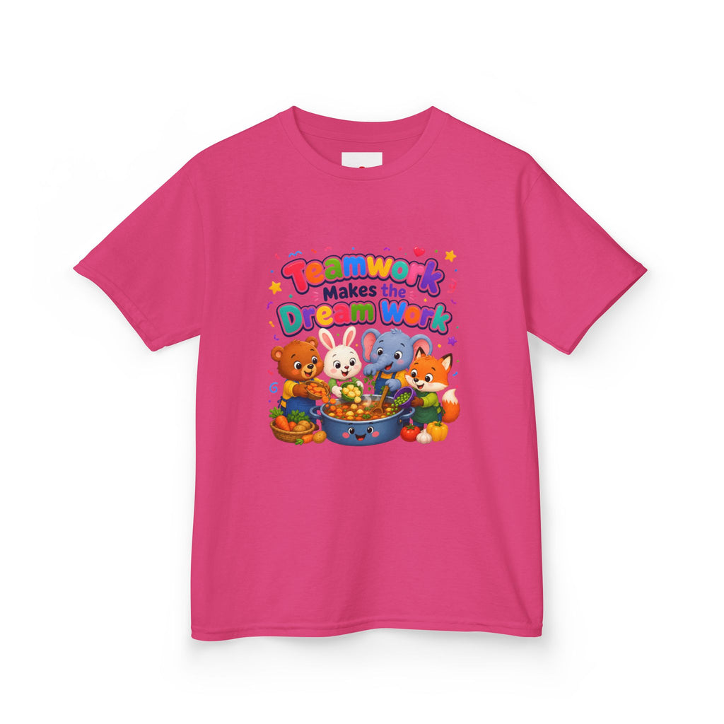 Kids Tee — “Teamwork Makes the Dream Work” Cute Animal Classroom Shirt