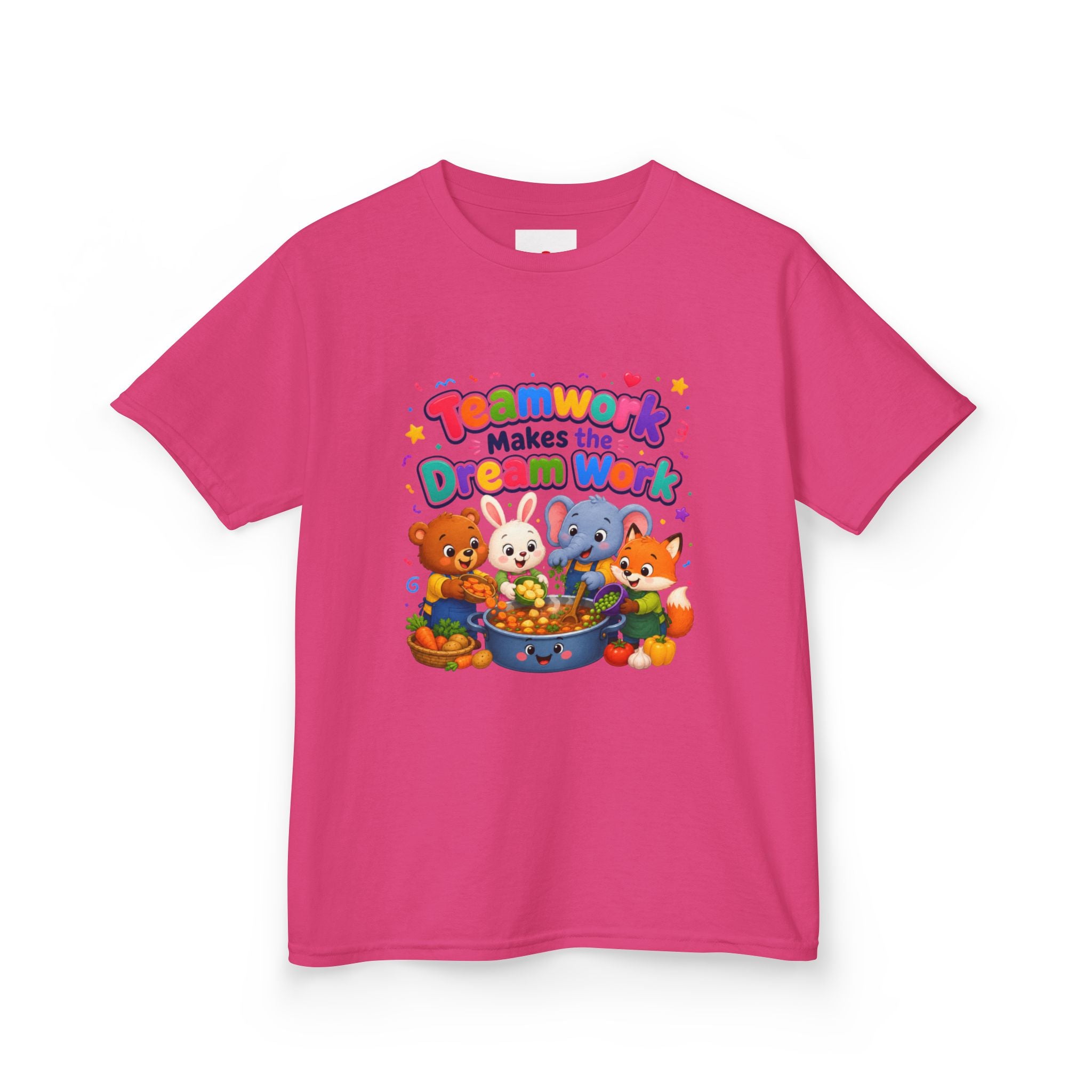 Kids Tee — “Teamwork Makes the Dream Work” Cute Animal Classroom Shirt