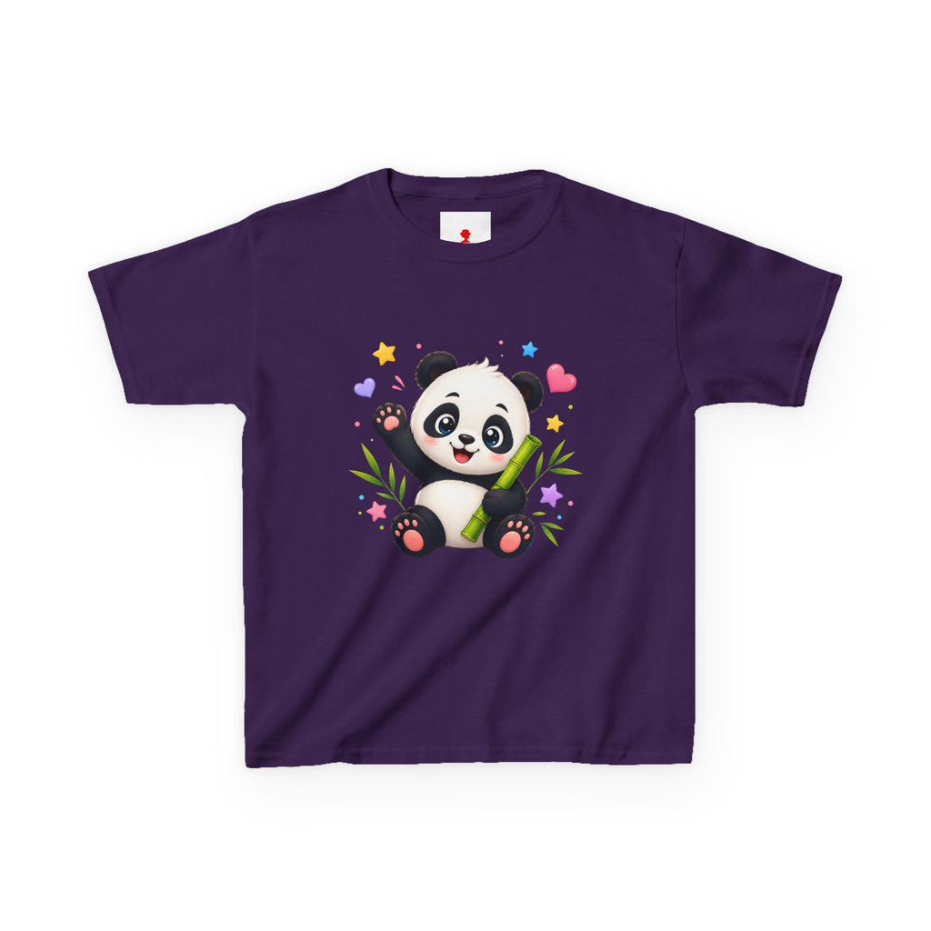 Cute Panda Kids T‑Shirt — Smiling Baby Panda with Hearts & Bamboo