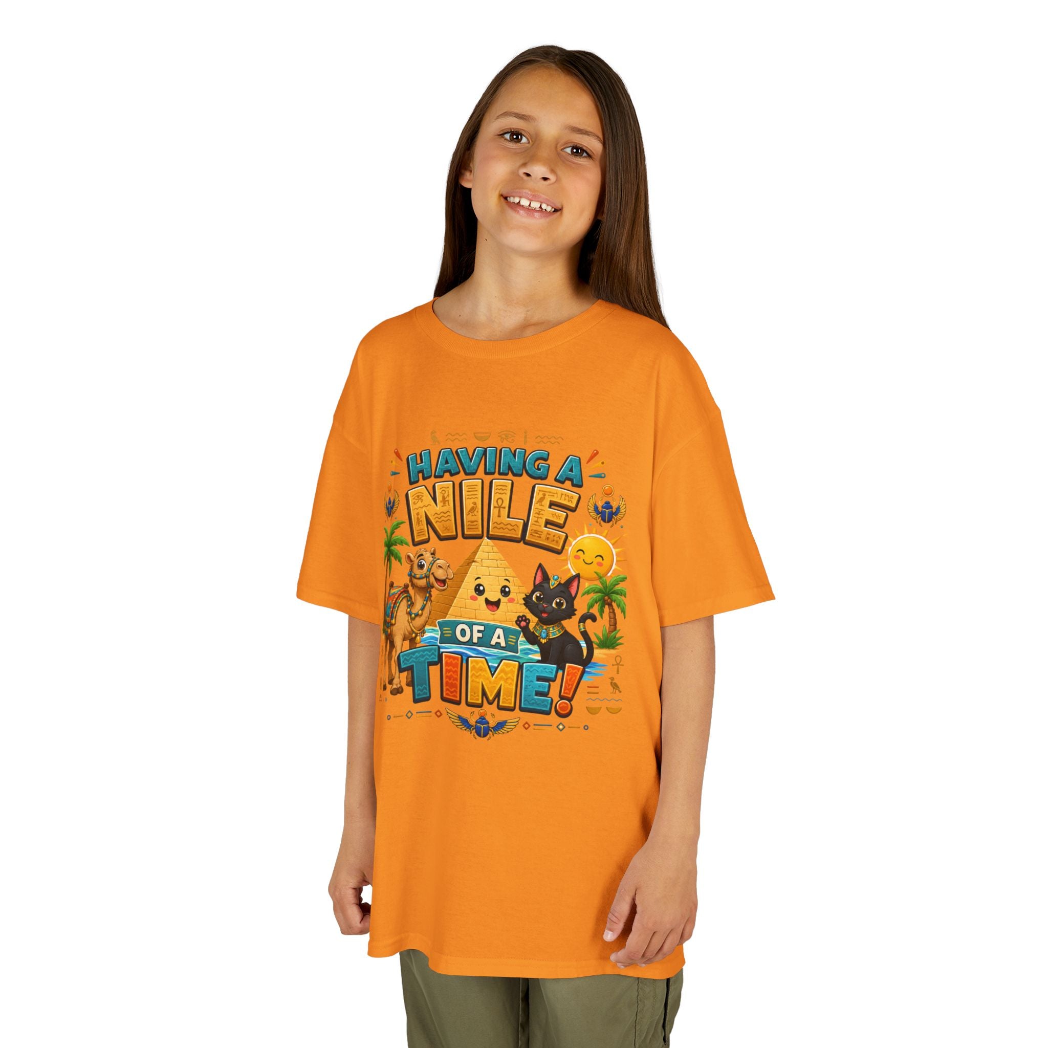 Having a Nile of a Time Kids Tee | Camel Pyramid Desert Cartoon
