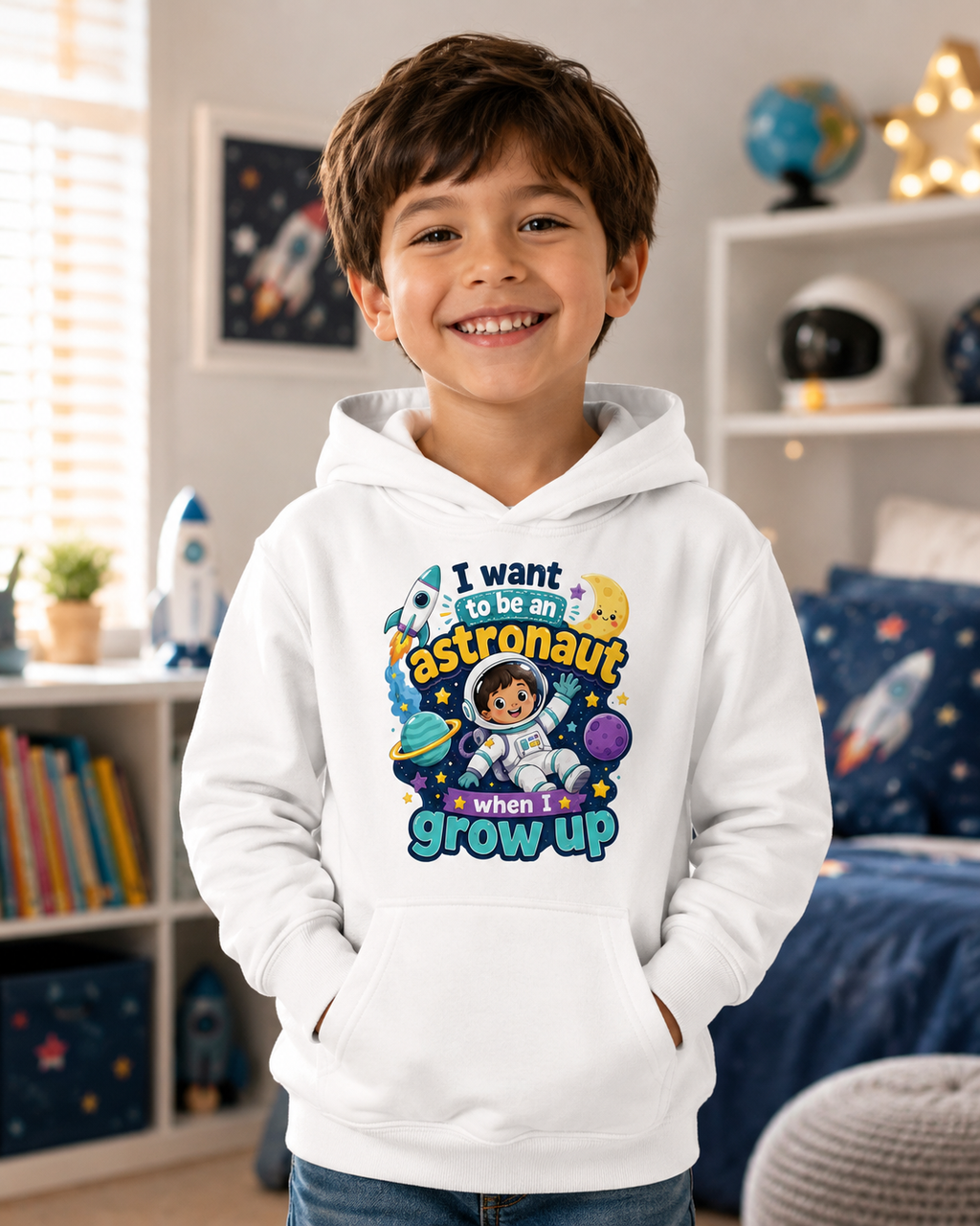 I Want to Be an Astronaut Kids Hoodie — Space Dreamer Graphic Hoodie for Boys & Girls