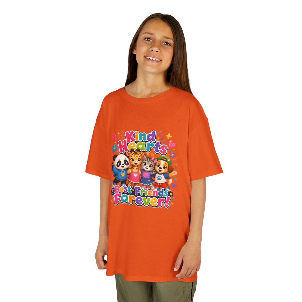 Kids Tee — "Kind Hearts Best Friends Forever" Colorful Cartoon Animals