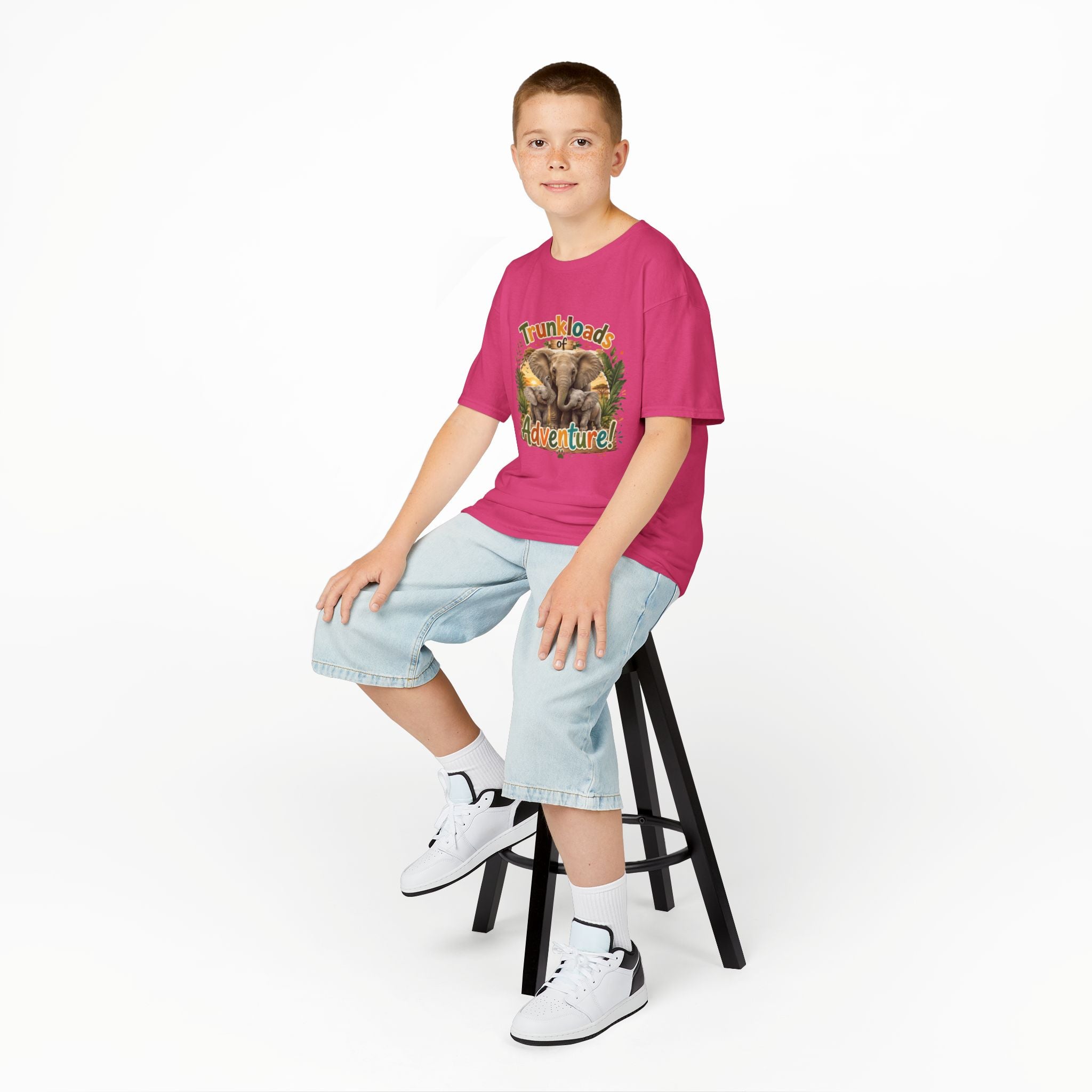 Kids Tee - "Trunkloads of Adventure" Elephant Graphic