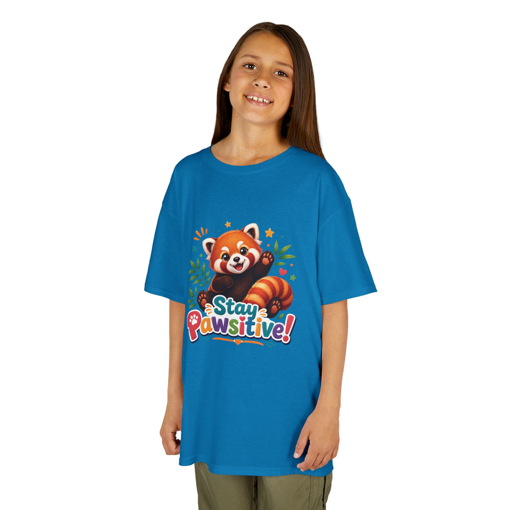Stay Pawsitive Red Panda Kids Tee | Cute Animal Positive Message