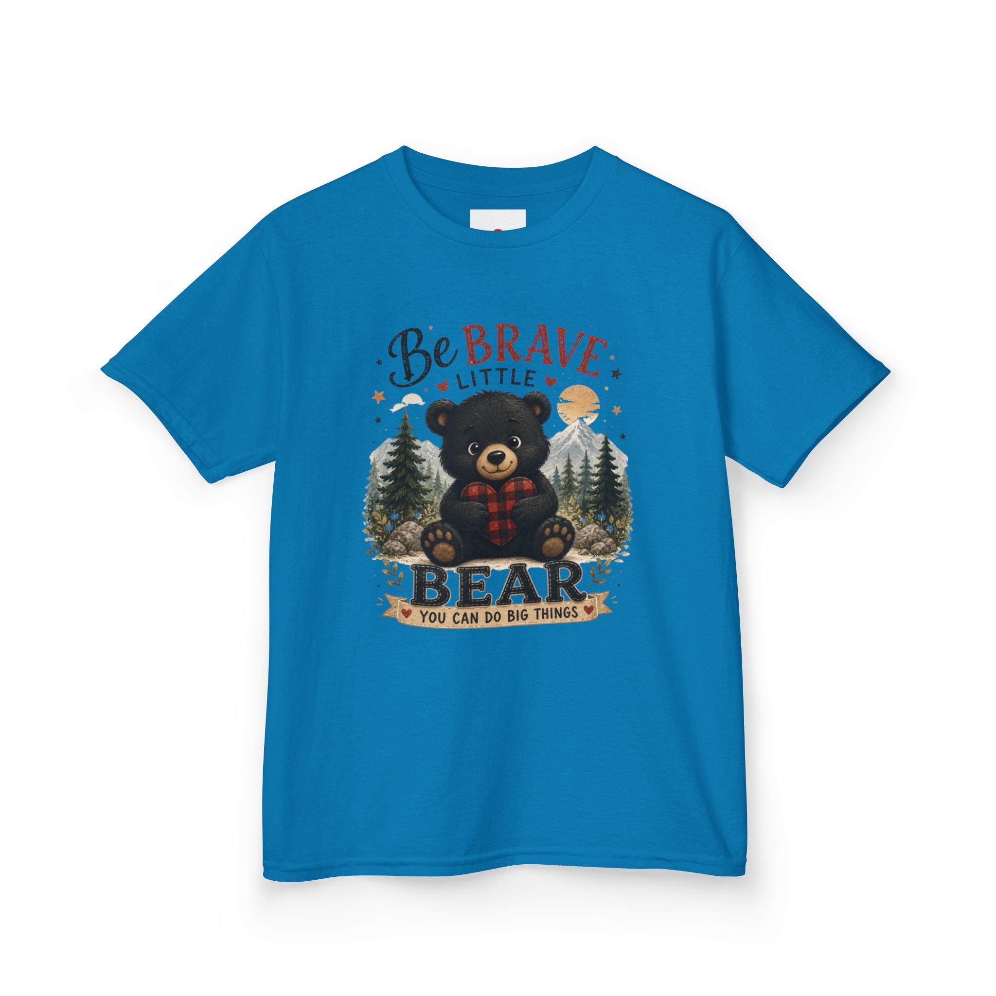 Kids T‑Shirt — "Be Brave Little Bear" Cute Woodland Bear Tee for Children, Inspirational Adventure Gift