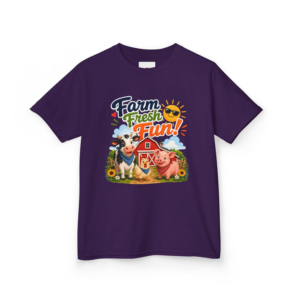 Kids Farm T-Shirt — "Farm Fresh Fun!" Cute Cow & Pig Toddler Tee