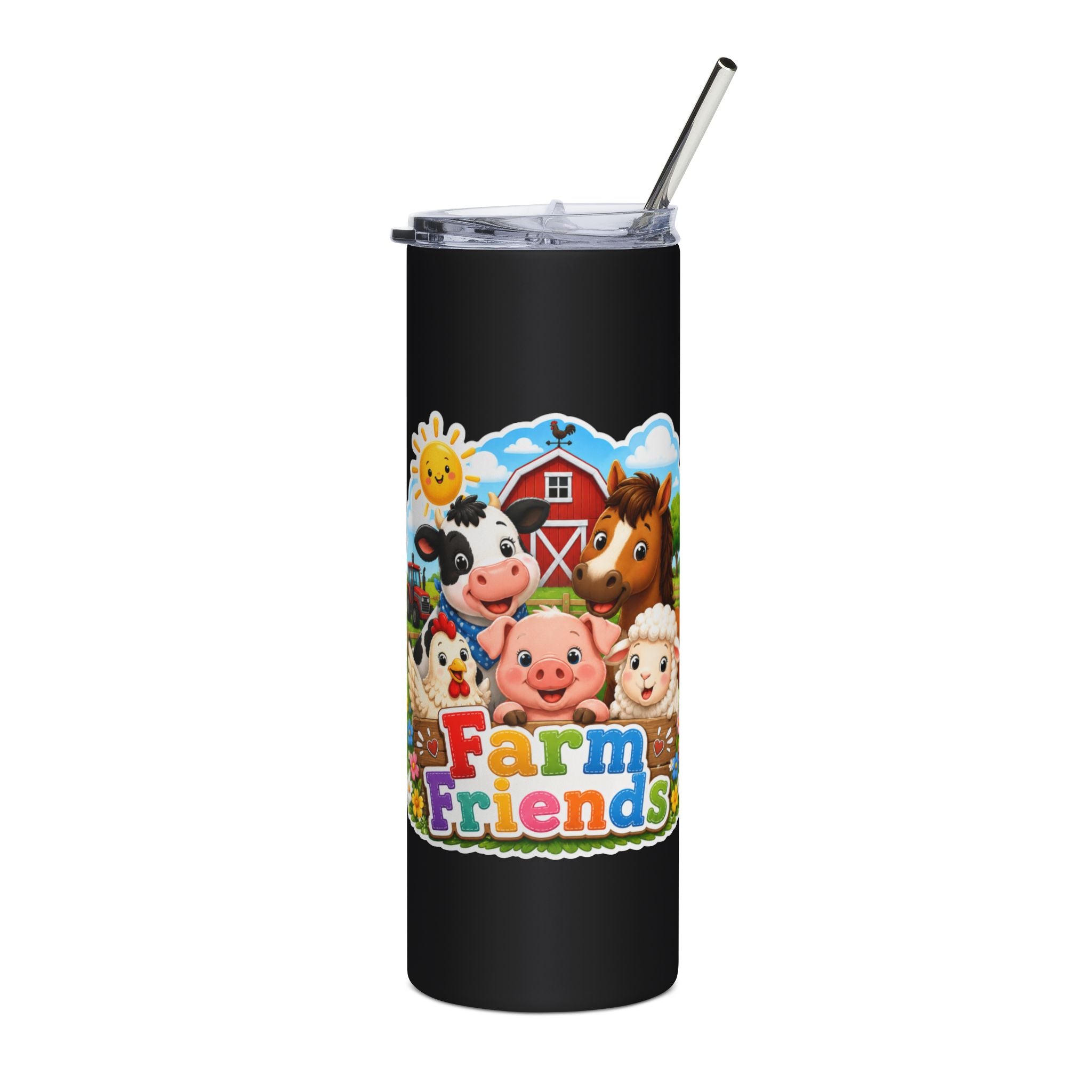 Farm Friends 20oz Stainless Steel Tumbler — Cute Kids Barnyard Animal Travel Cup