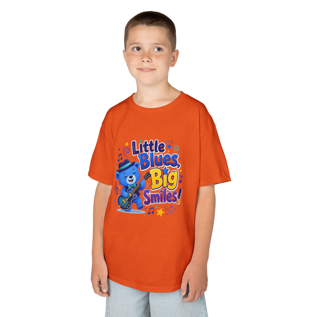 Kids Tee — "Little Blues, Big Smiles!" Guitar-Bear Graphic
