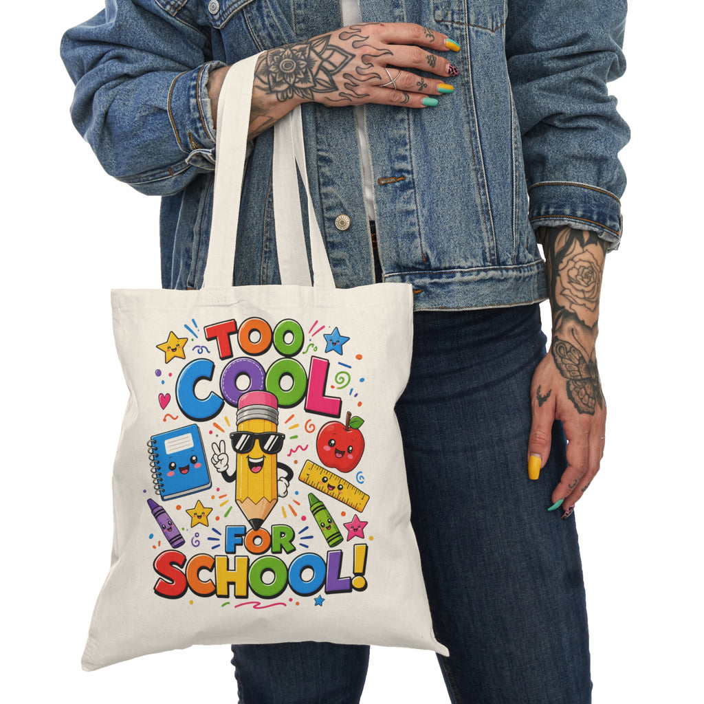 Too Cool For School tote bag | Cute school supplies illustration