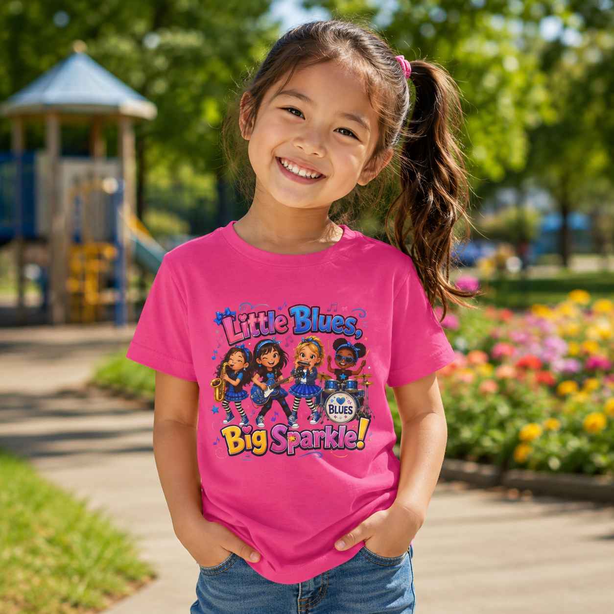 Kids Tee — "Little Blues Big Sparkle" Band Graphic
