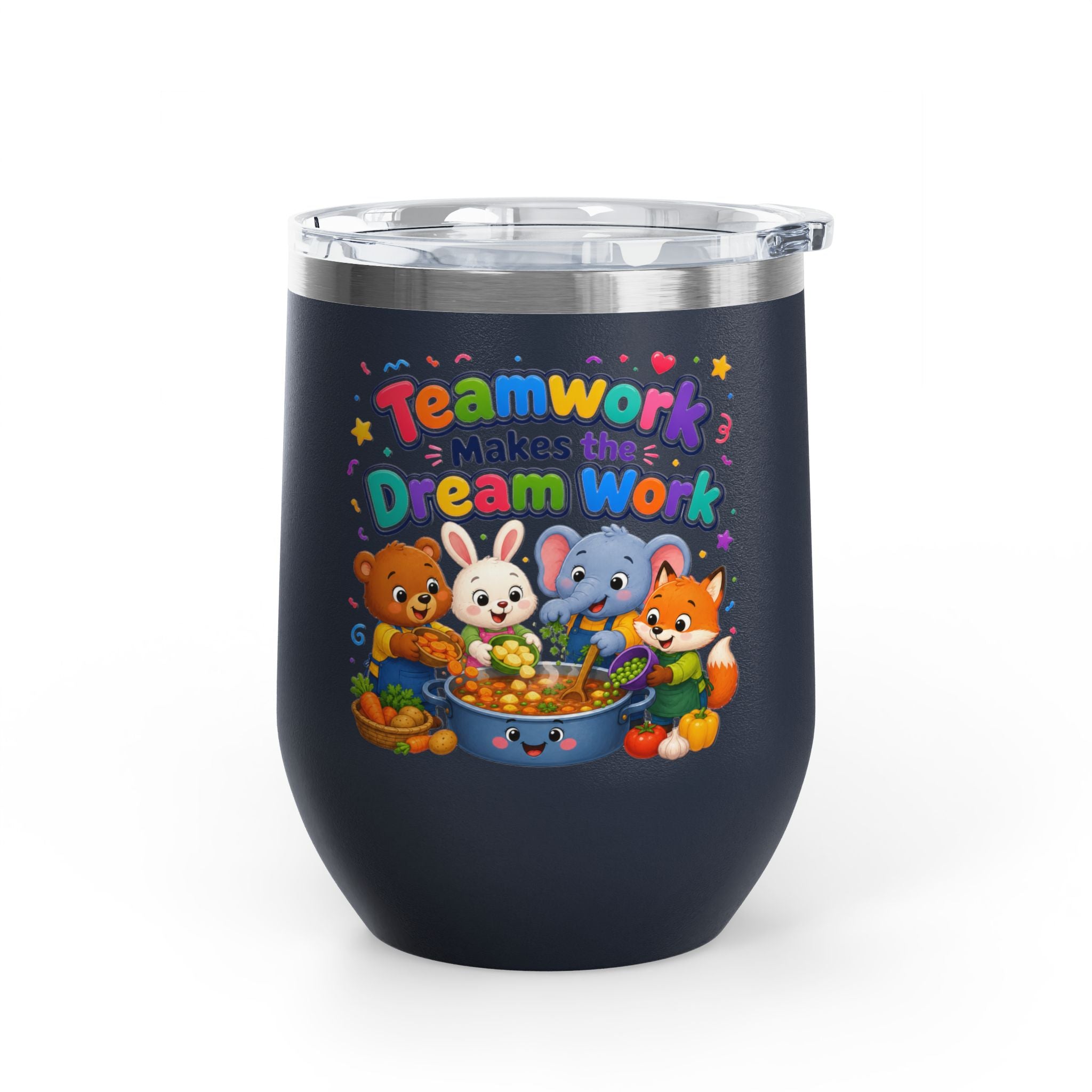 Teamwork Makes the Dream Work Tumbler — 12oz Kids' Cartoon Animal Travel Cup