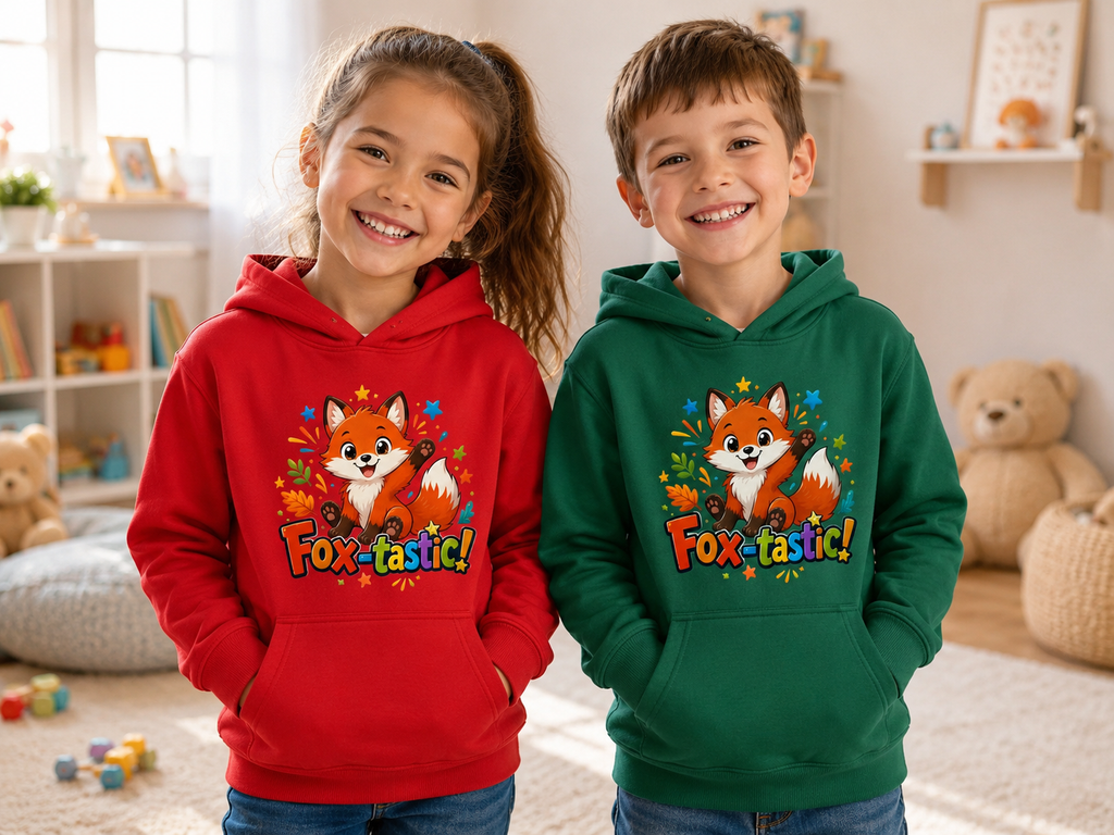 Fox-tastic Kids Hoodie — Cute Cartoon Fox Pullover for Children