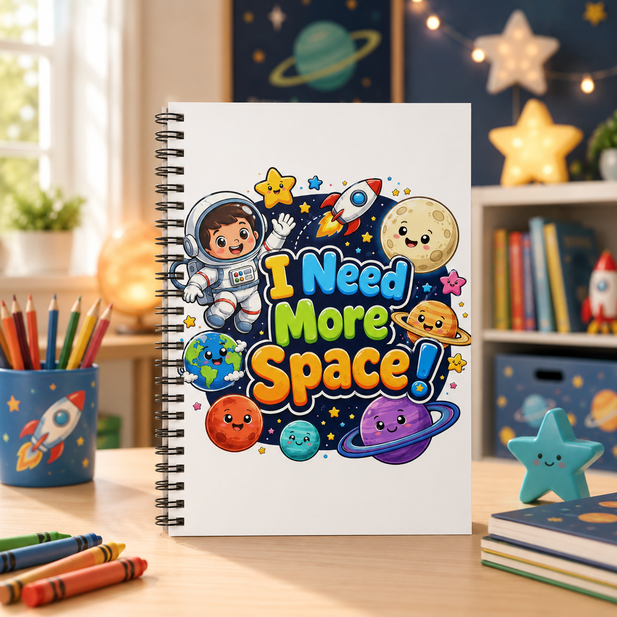 I Need More Space! Cute Space-themed Spiral Notebook — Ruled Journal for Kids