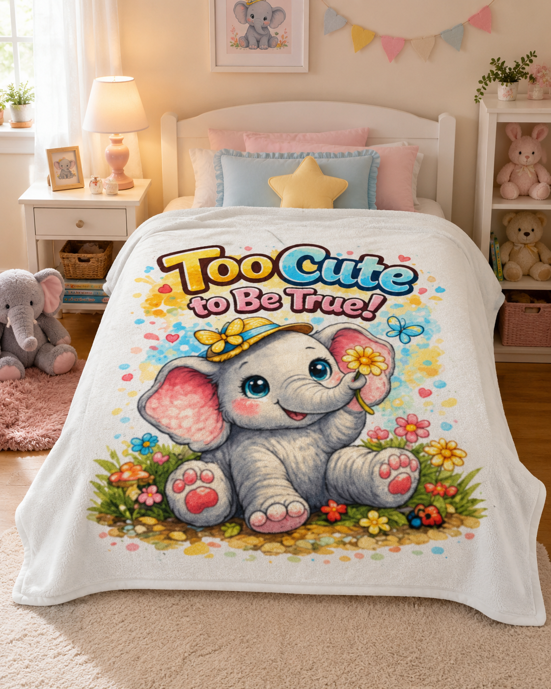 Plush Baby Blanket — "Too Cute to Be True" Adorable Elephant Design