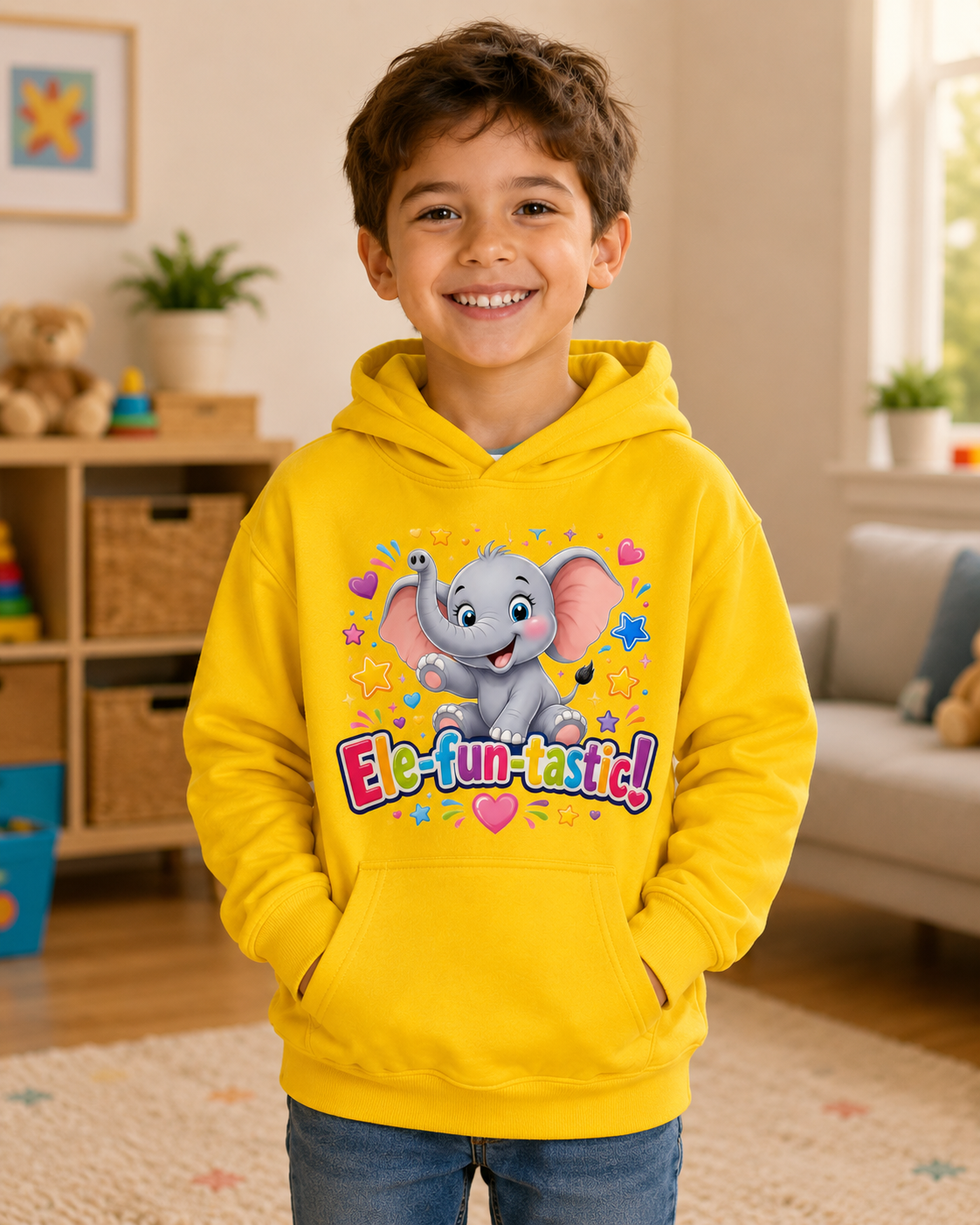 Ele-fun-tastic! Cute Elephant Kids Hoodie — Colorful Toddler Pullover