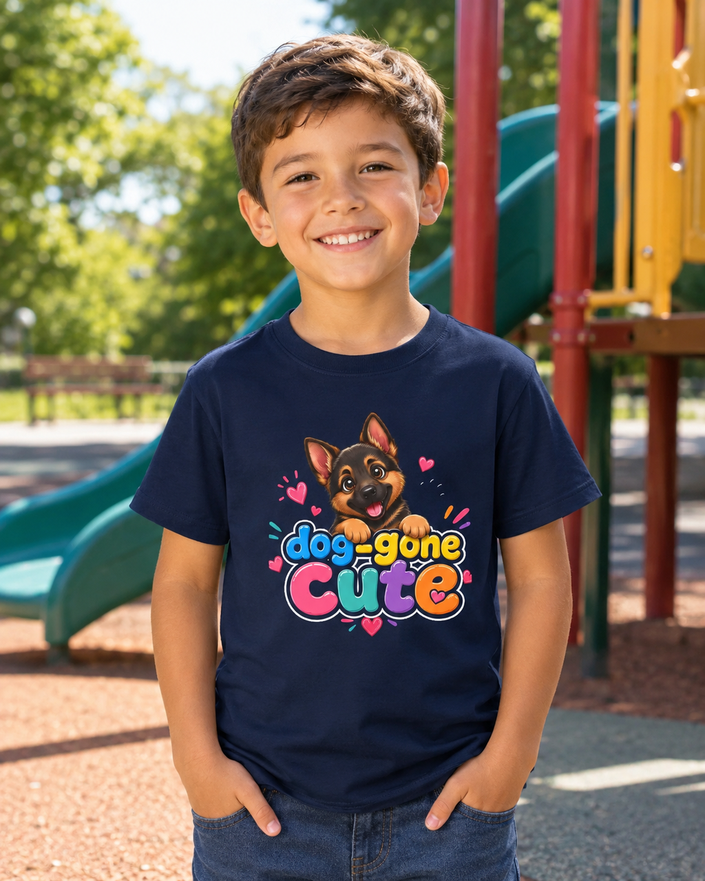 Kids T-Shirt — "Dog-Gone Cute" German Shepherd Puppy Tee