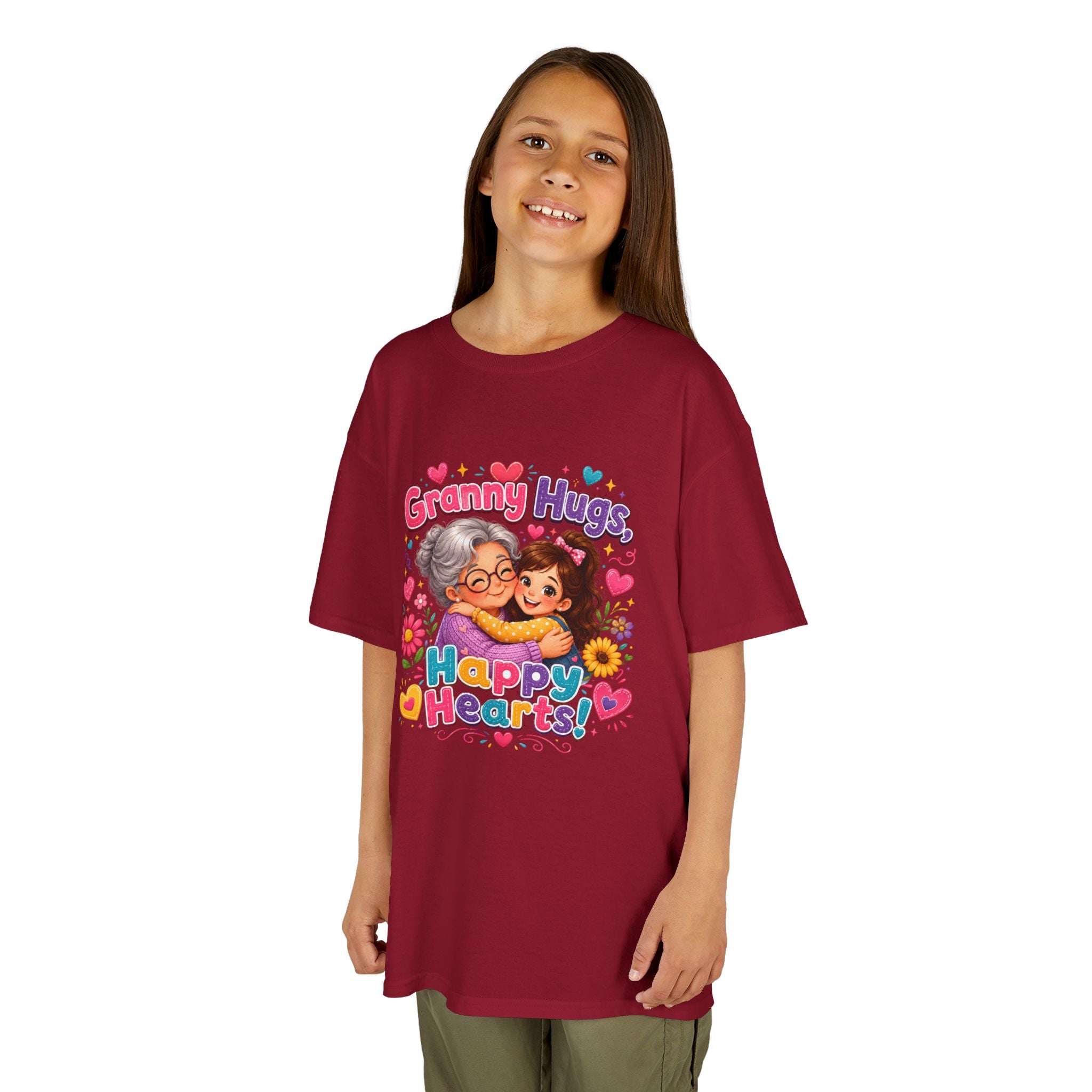 Granny Hugs Happy Hearts Tee | Grandma Grandchild Cute Illustration