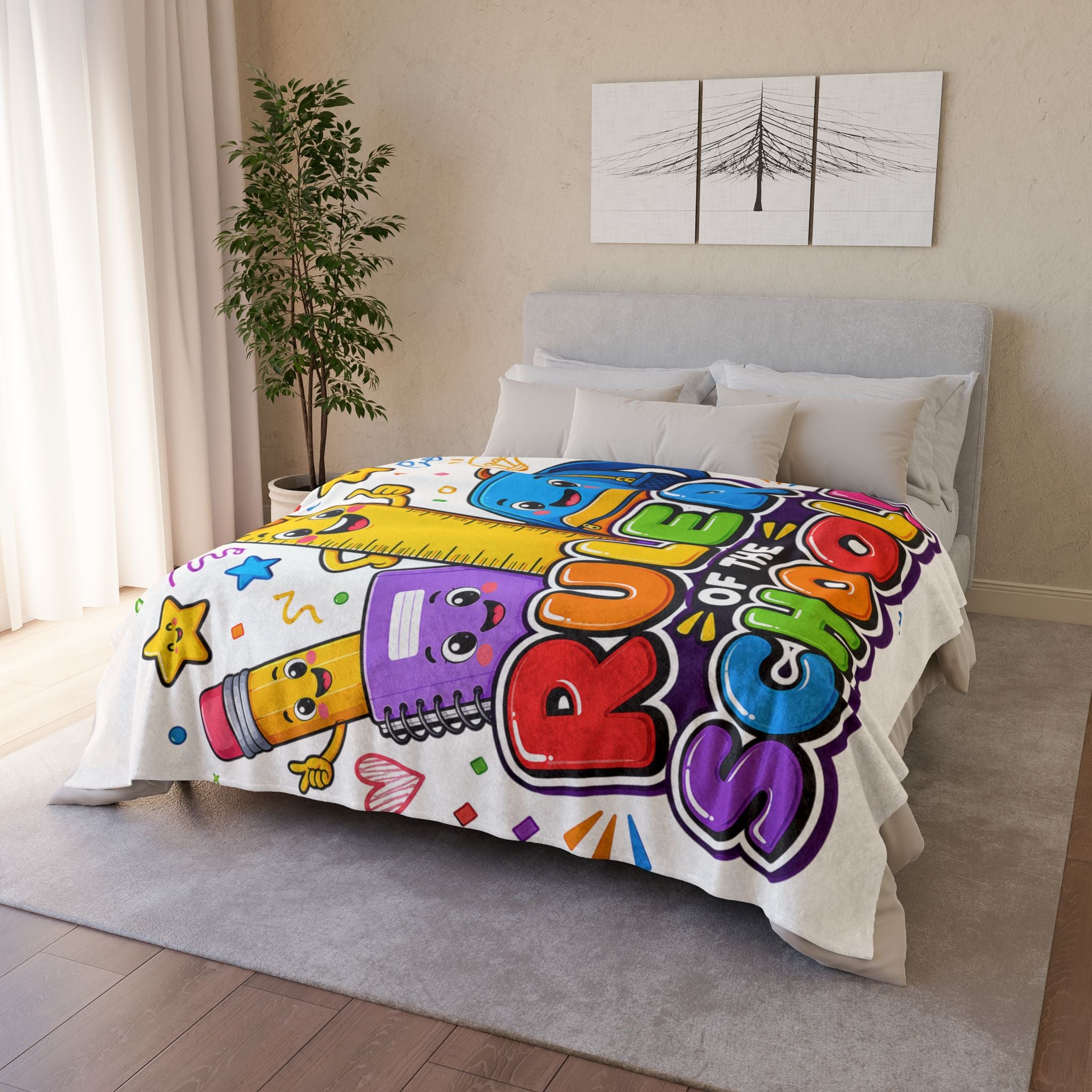 Ruler of the School Kids' Soft Polyester Blanket — Cute Back-to-School Throw