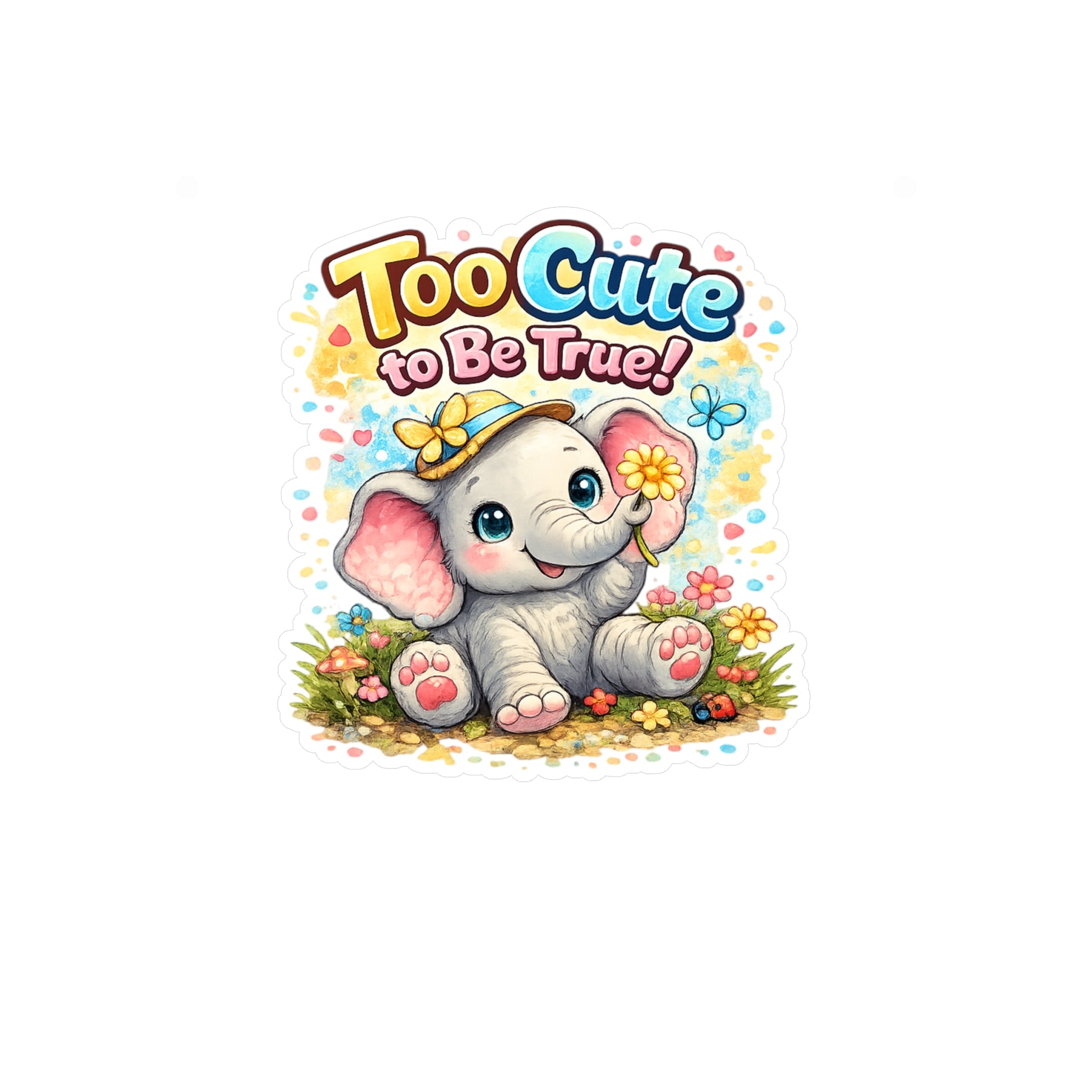 Too Cute to Be True! Elephant Kiss-Cut Vinyl Decal