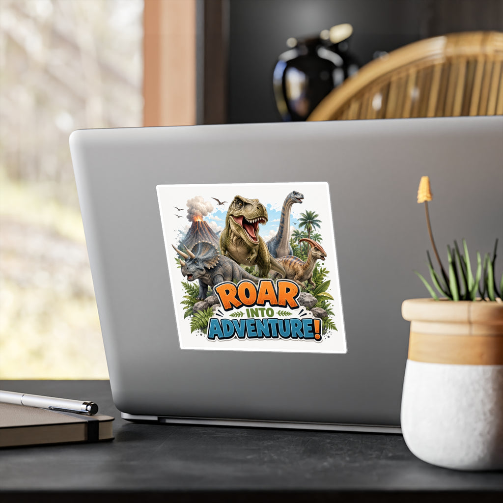 Roar Into Adventure! Dinosaur Kiss-Cut Vinyl Sticker