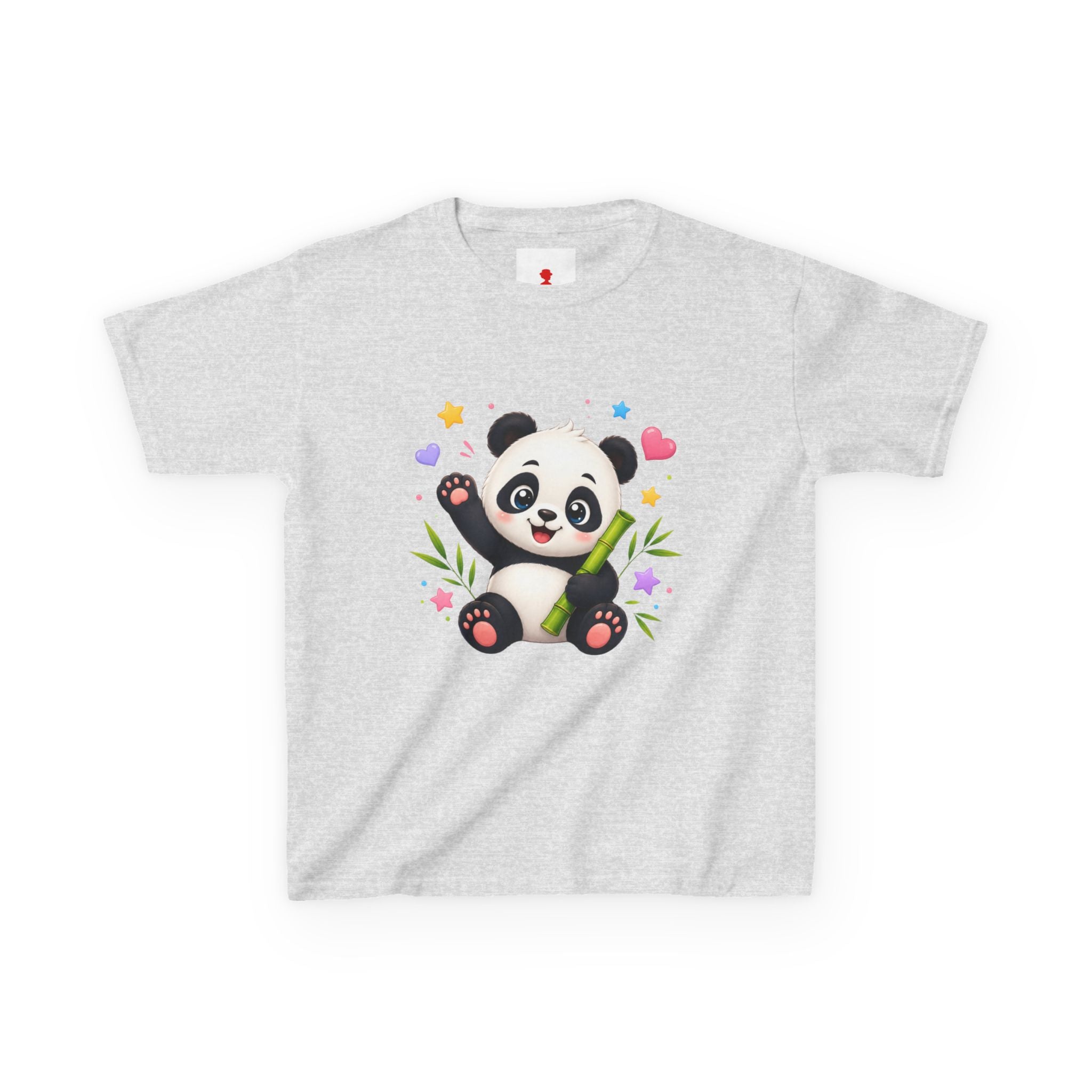 Cute Panda Kids T‑Shirt — Smiling Baby Panda with Hearts & Bamboo
