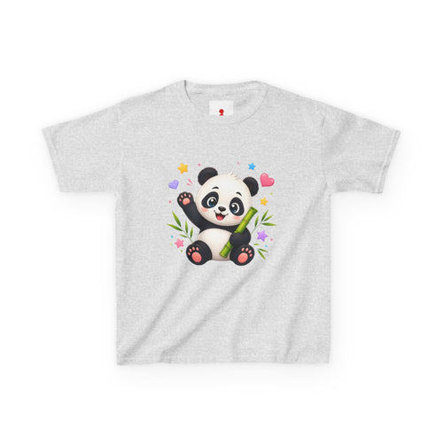 Cute Panda Kids T‑Shirt — Smiling Baby Panda with Hearts & Bamboo