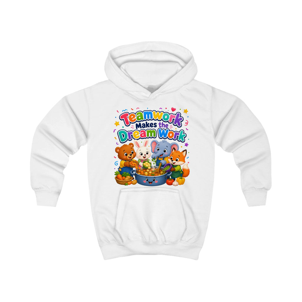 Kids Hoodie - "Teamwork Makes the Dream Work" Cute Animal Crew