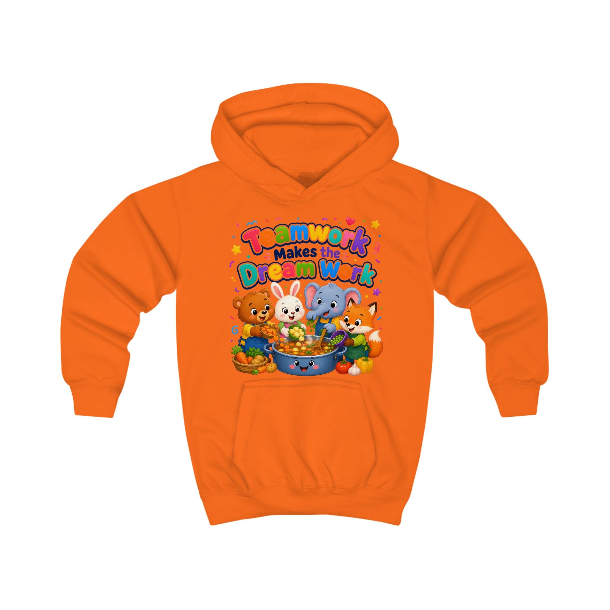 Kids Hoodie - "Teamwork Makes the Dream Work" Cute Animal Crew