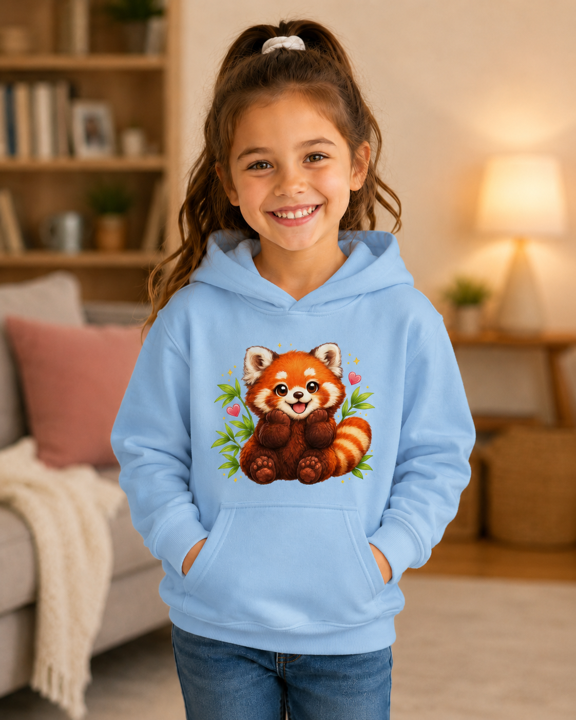 Kids Hoodie — Cute Smiling Red Panda Graphic Hoodie for Children