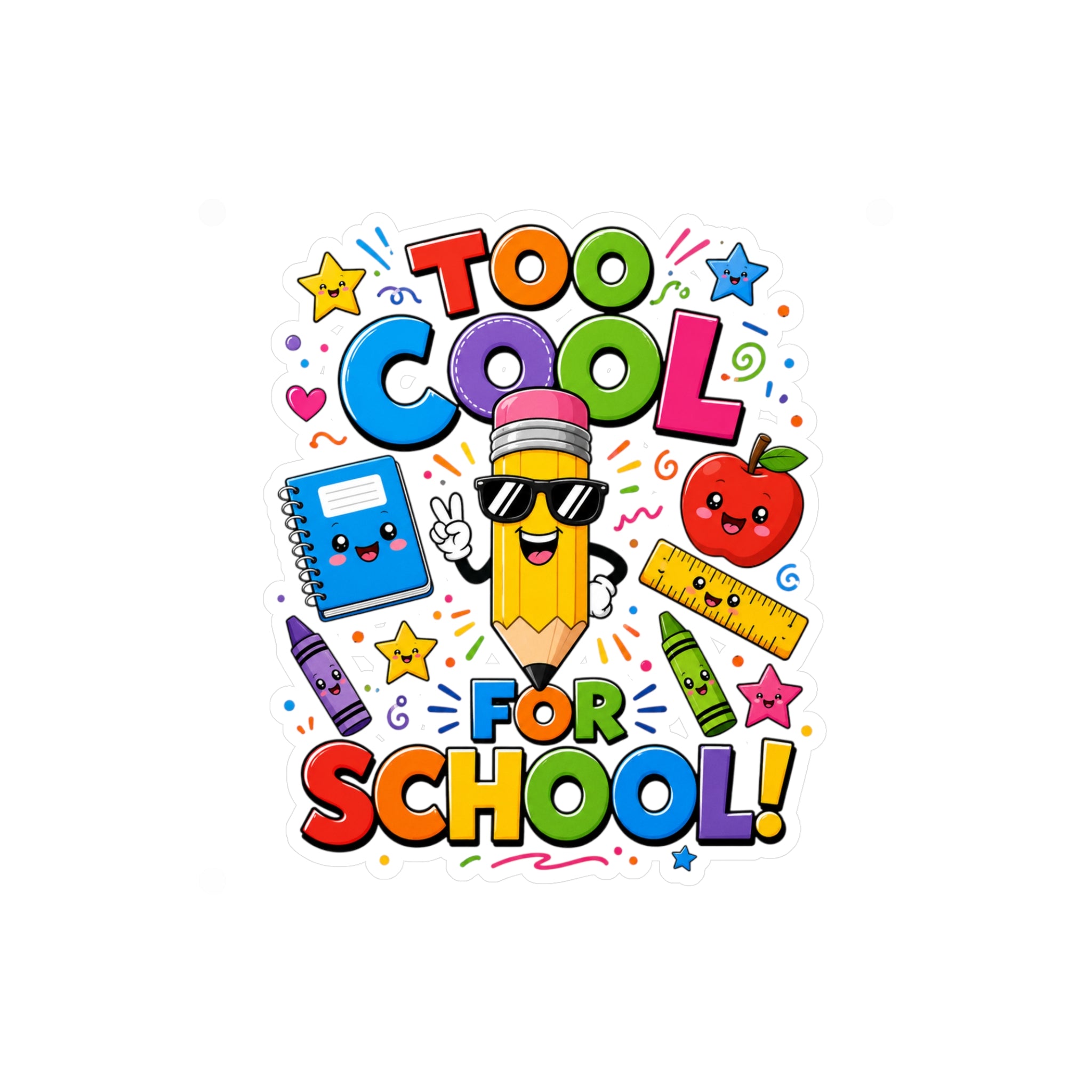 Too Cool for School sticker | Kiss-Cut Vinyl Decal