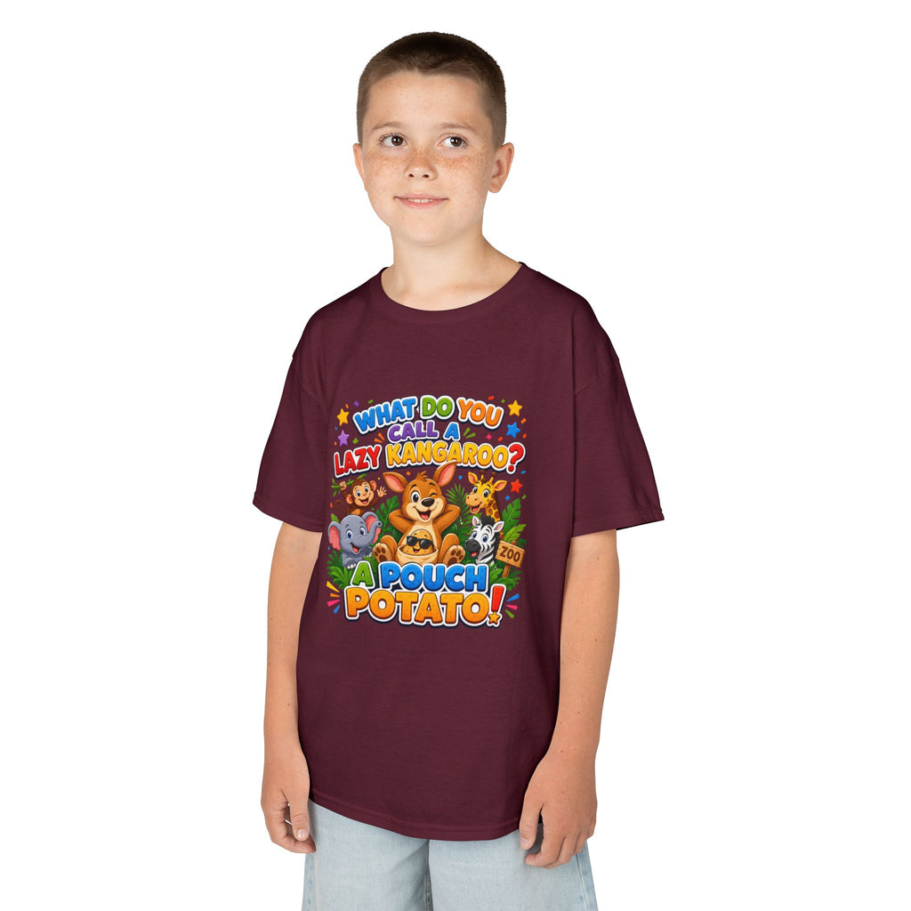 Lazy Kangaroo Pouch Potato Kids T-Shirt | Cute Animal Nursery Tee