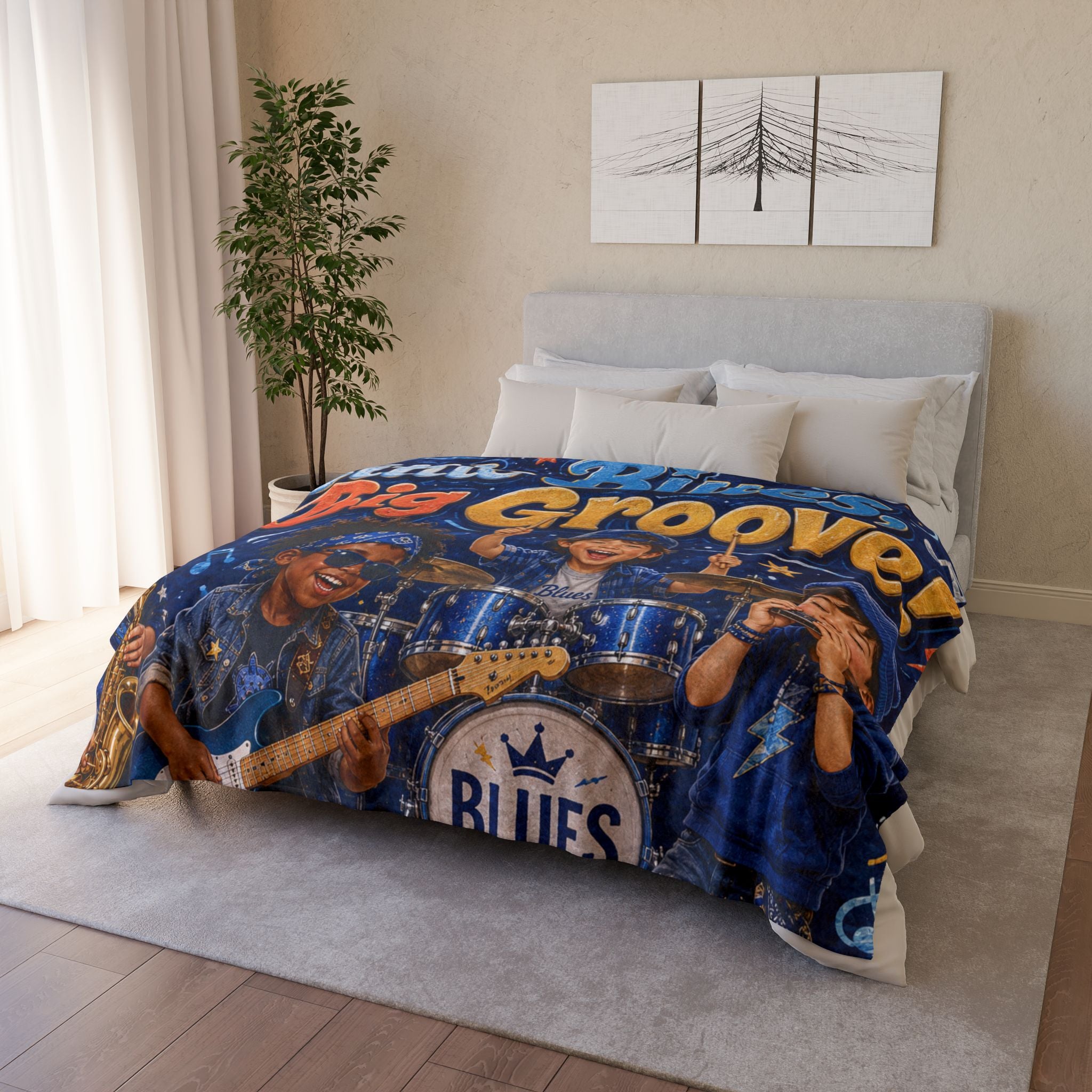 Blanket — "Little Blues, Big Groove!" Kids Blues Band Soft Polyester Blanket