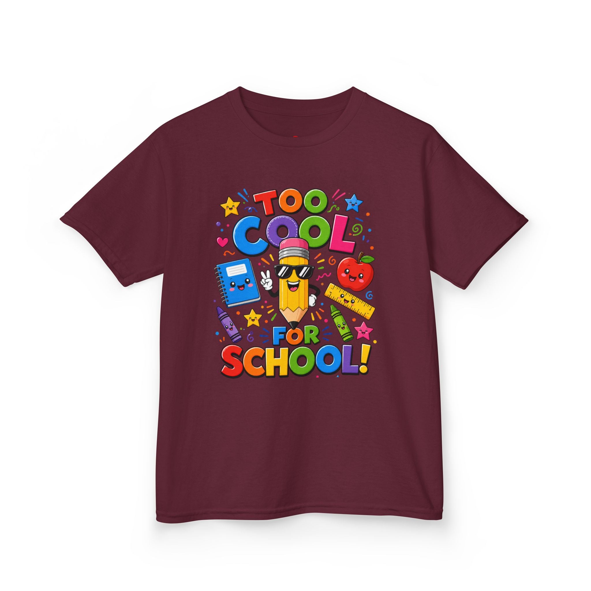 Too Cool For School Kids Tee | Cute Pencil School Supplies Back to School