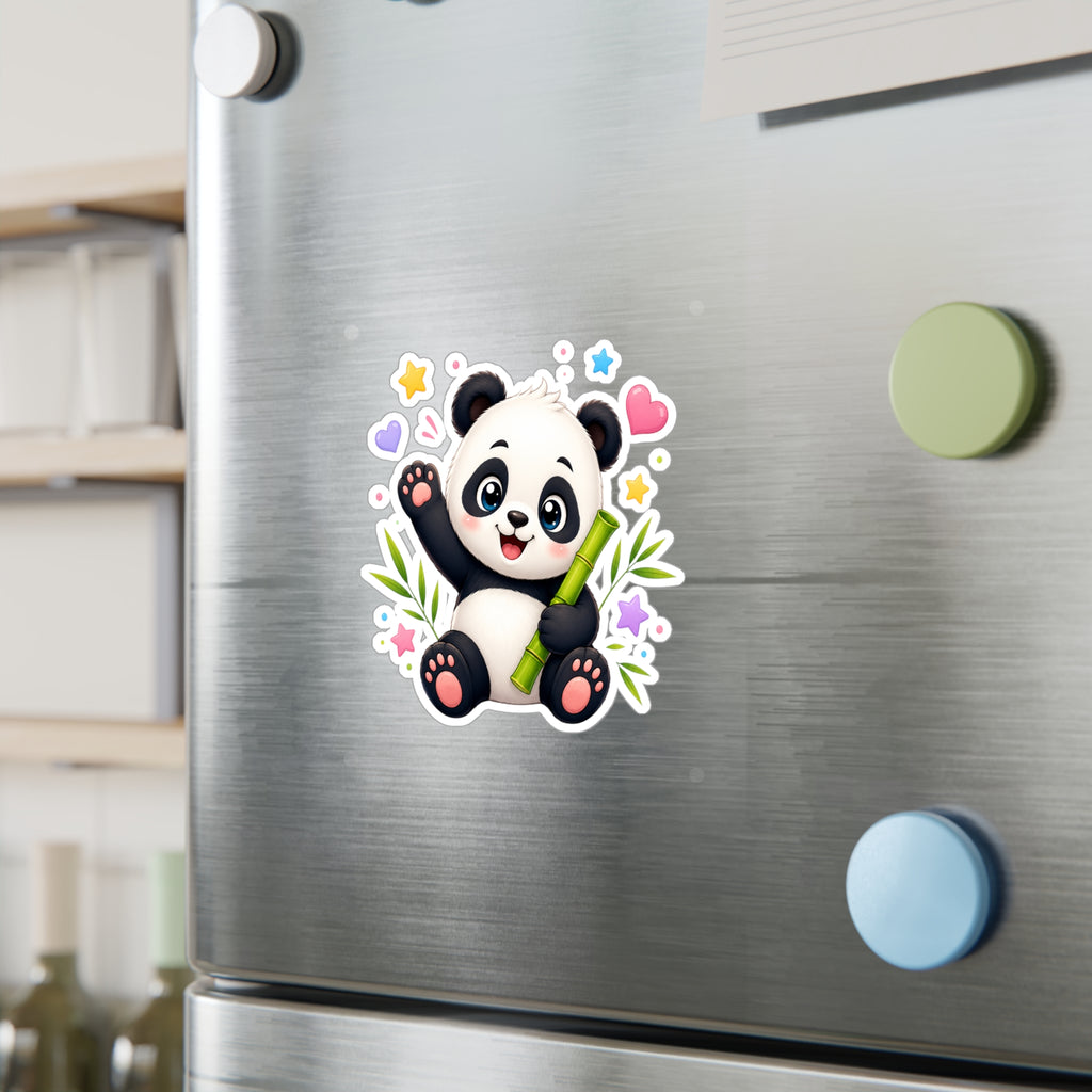 Cute Panda Kiss-Cut Vinyl Sticker — Adorable Bamboo Baby Decal for Laptops, Water Bottles & Kids' Rooms