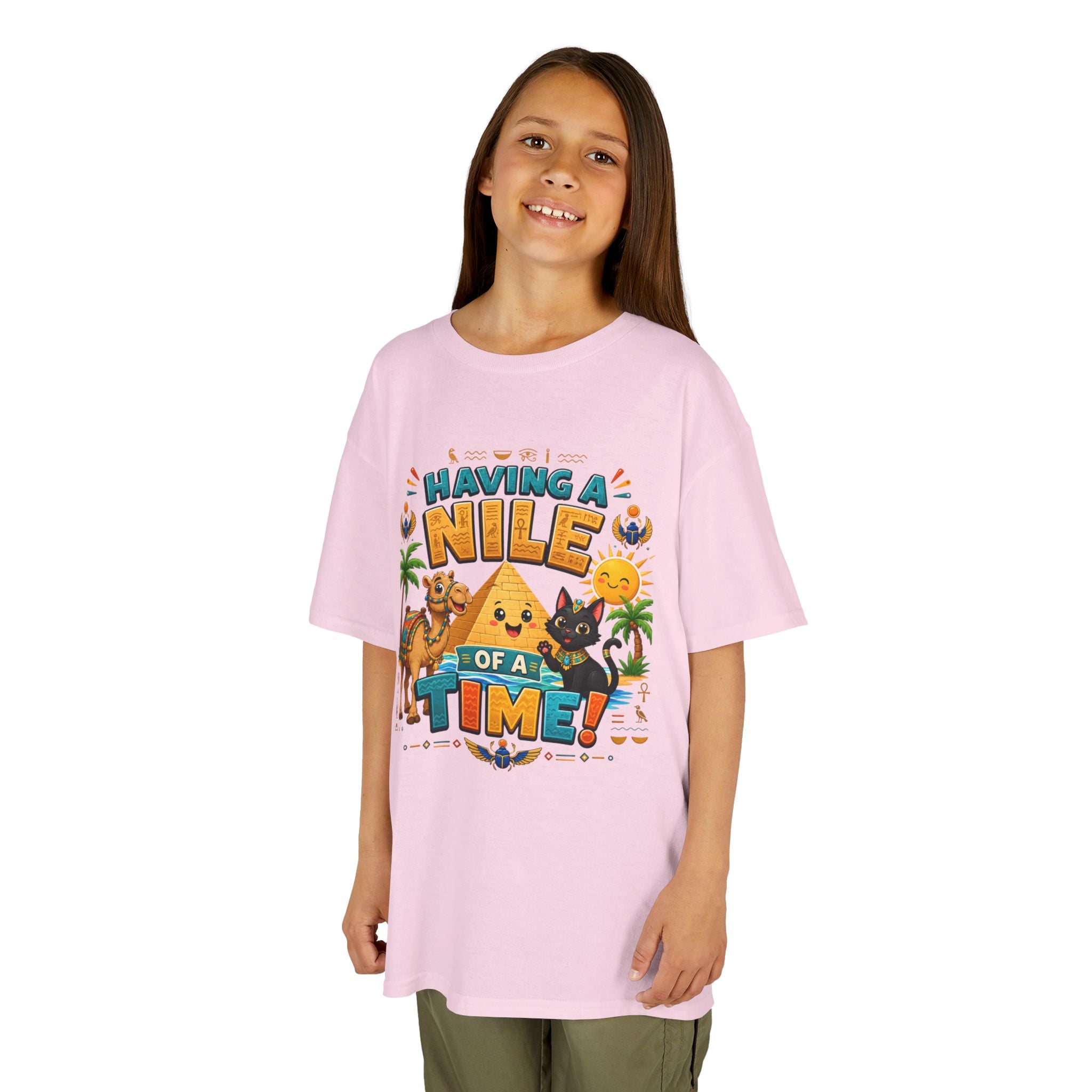Having a Nile of a Time Kids Tee | Camel Pyramid Desert Cartoon