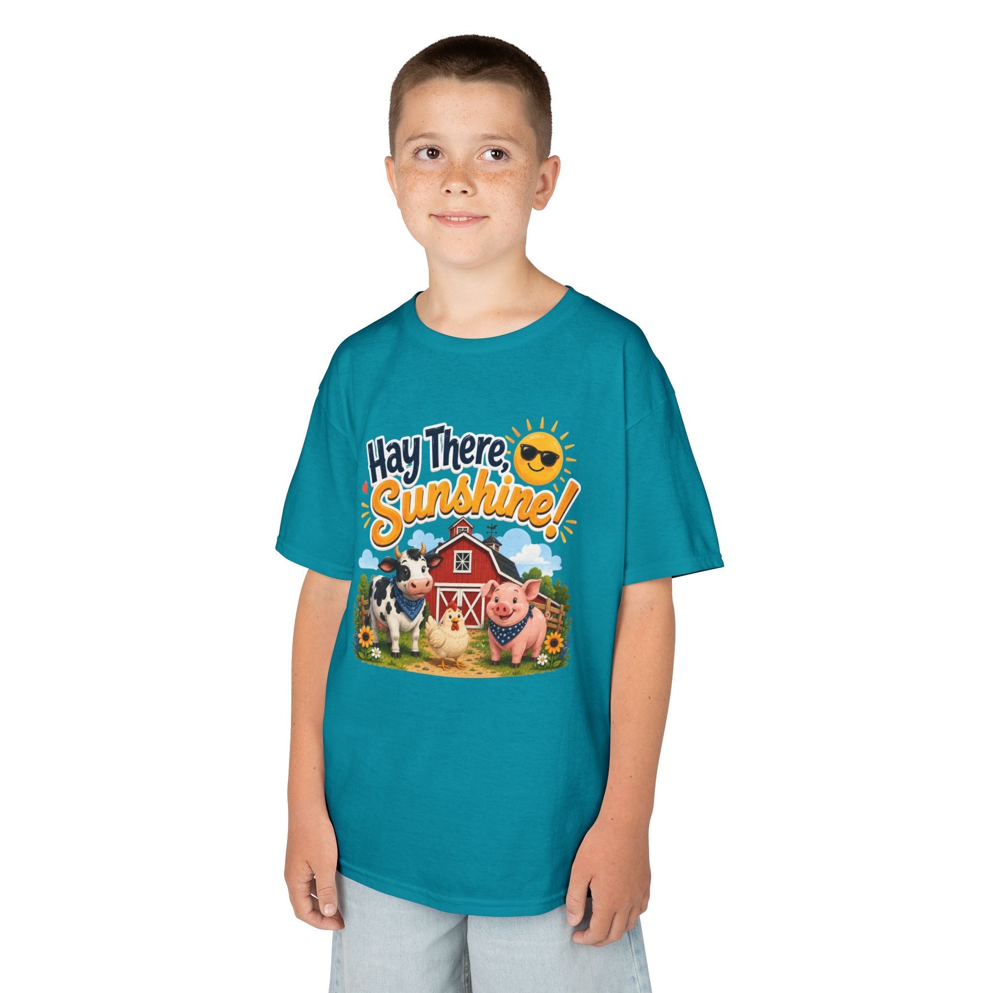 Kids Tee — "Hay There, Sunshine!" Farm Animal Graphic