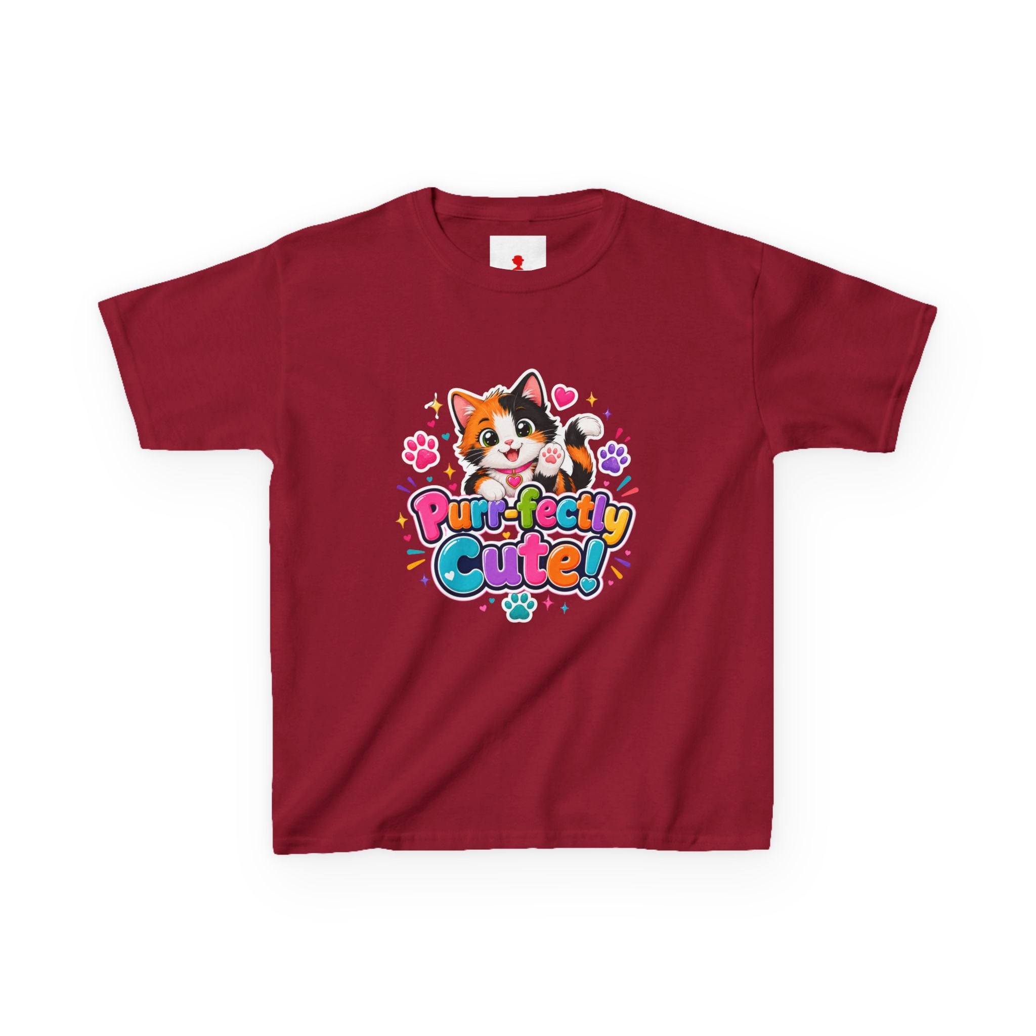Kids T-Shirt — “Purr-fectly Cute!” Calico Kitten Graphic Tee for Children