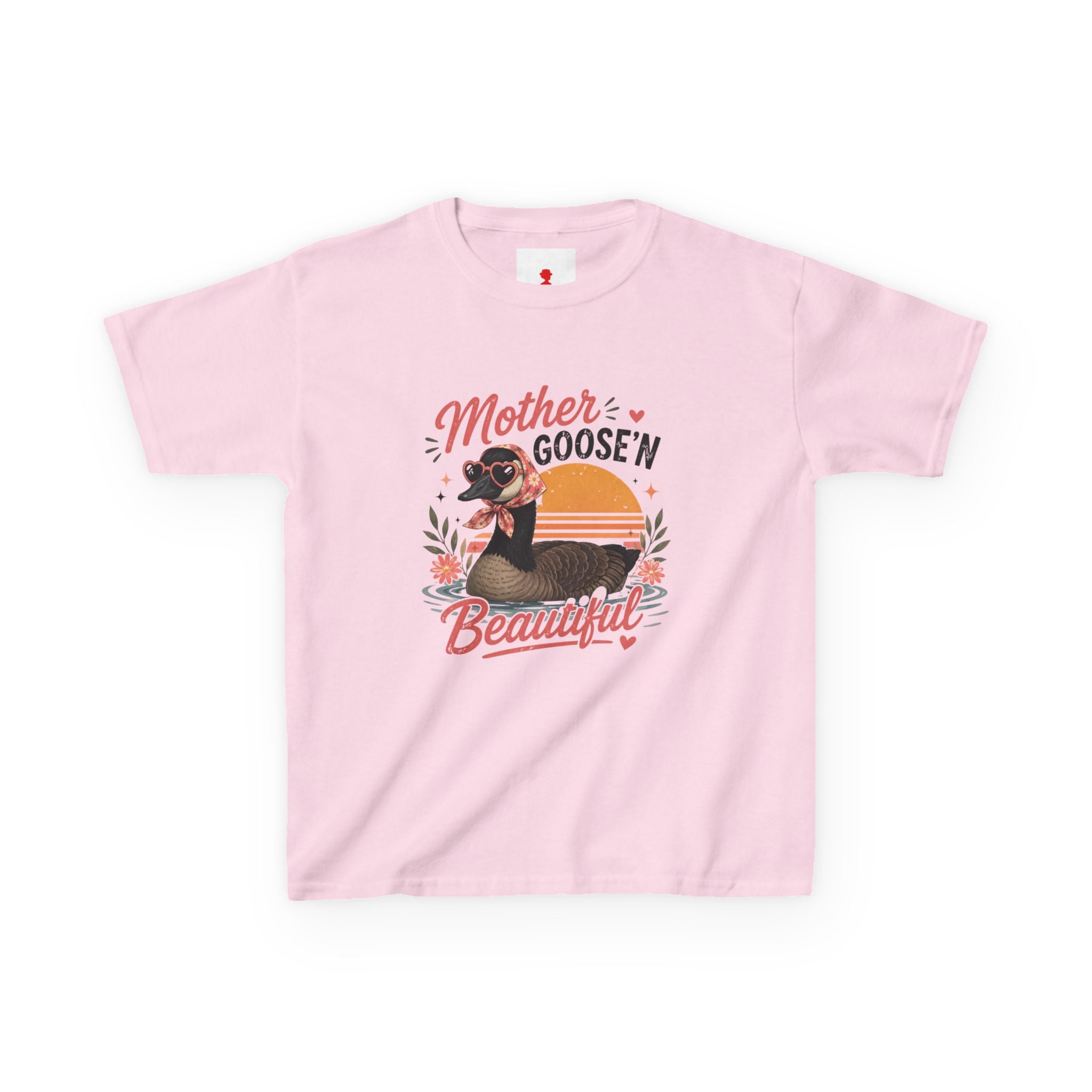 Kids Tee — "Mother Goose'n Beautiful" Cute Vintage Goose Graphic