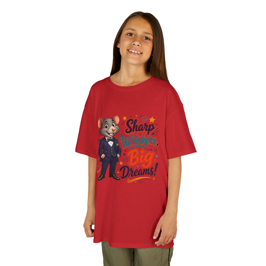Kids Tee — "Sharp Whiskers, Big Dreams" Mouse Graphic